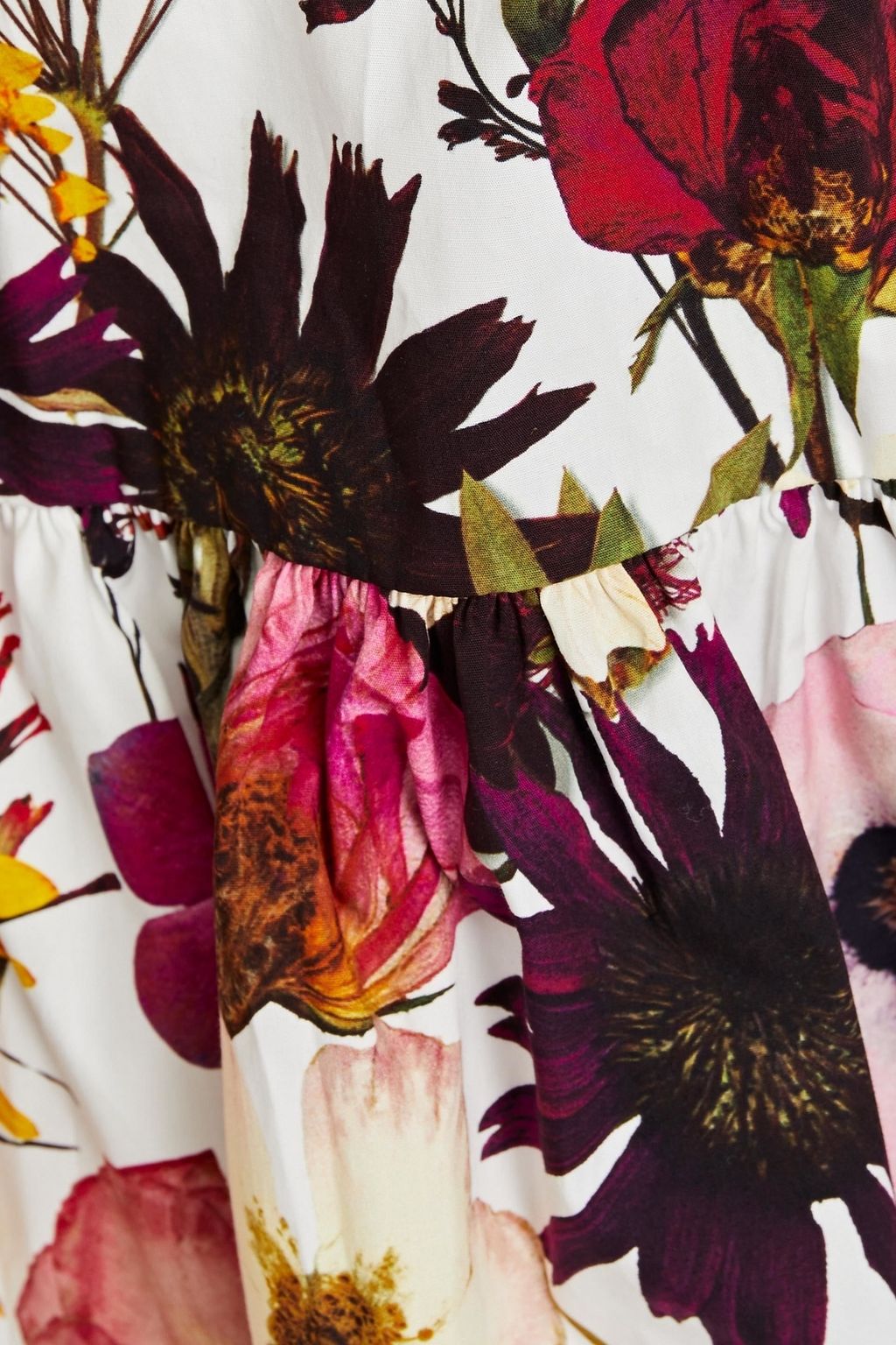 OSCAR DE LA RENTA Belted floral-print cotton-blend poplin mini dress