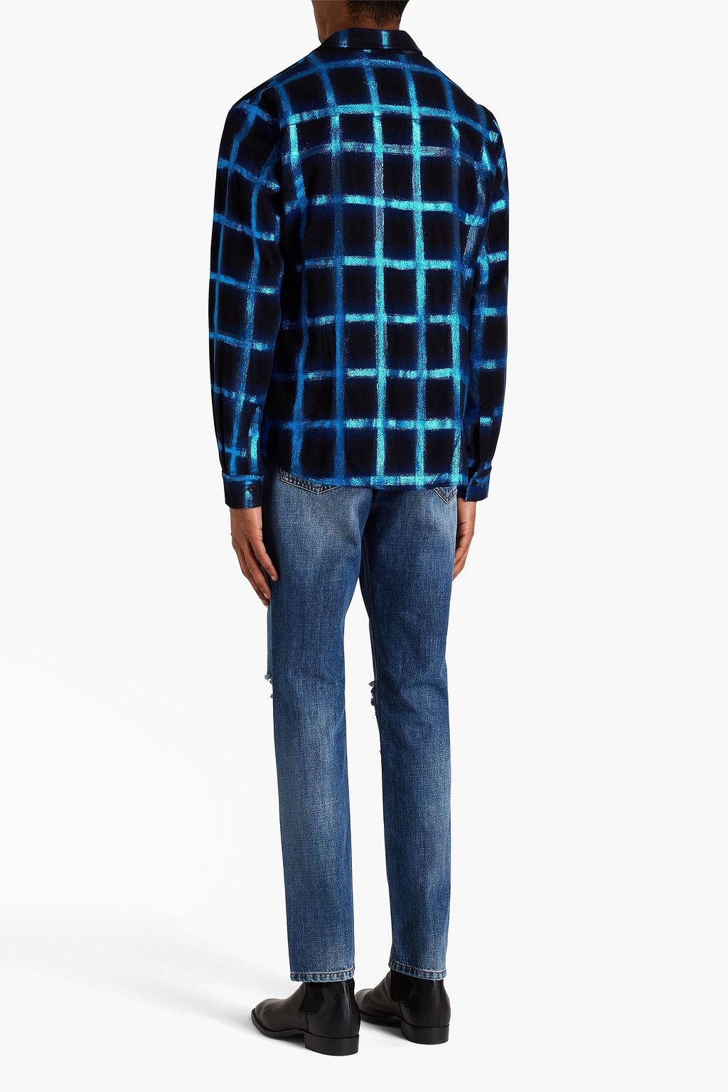 AMIRI Checked glittered cotton-flannel shirt