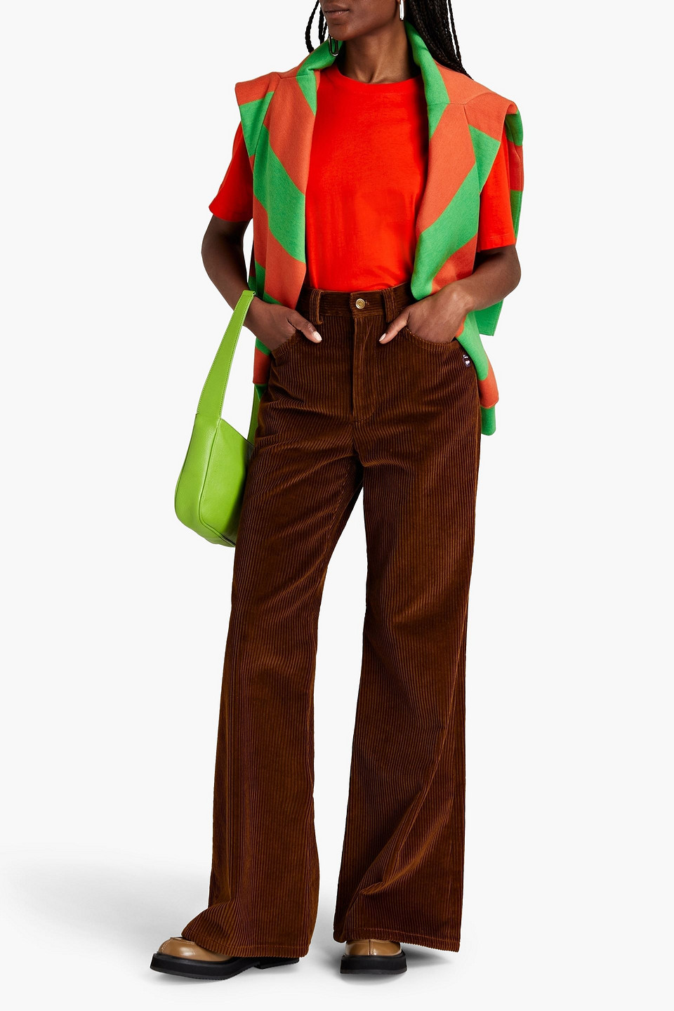 Marc Jacobs Cotton-corduroy Flared Trousers In Brown