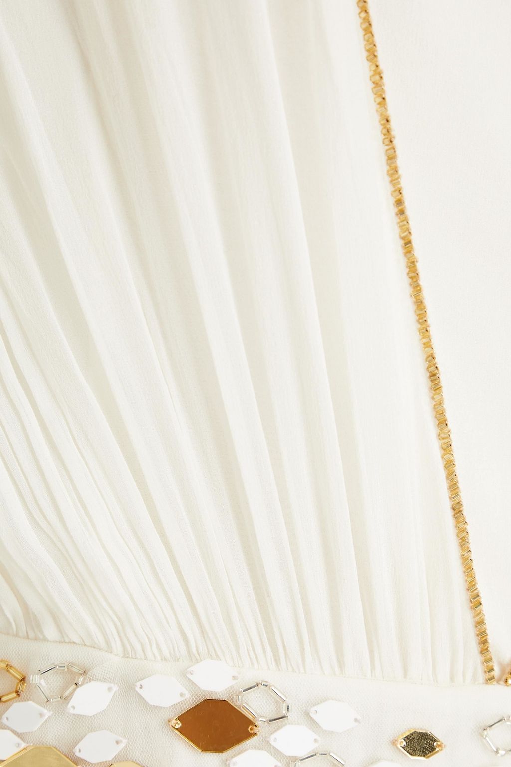 ROBERTO CAVALLI Tulle-paneled embellished silk-blend chiffon gown