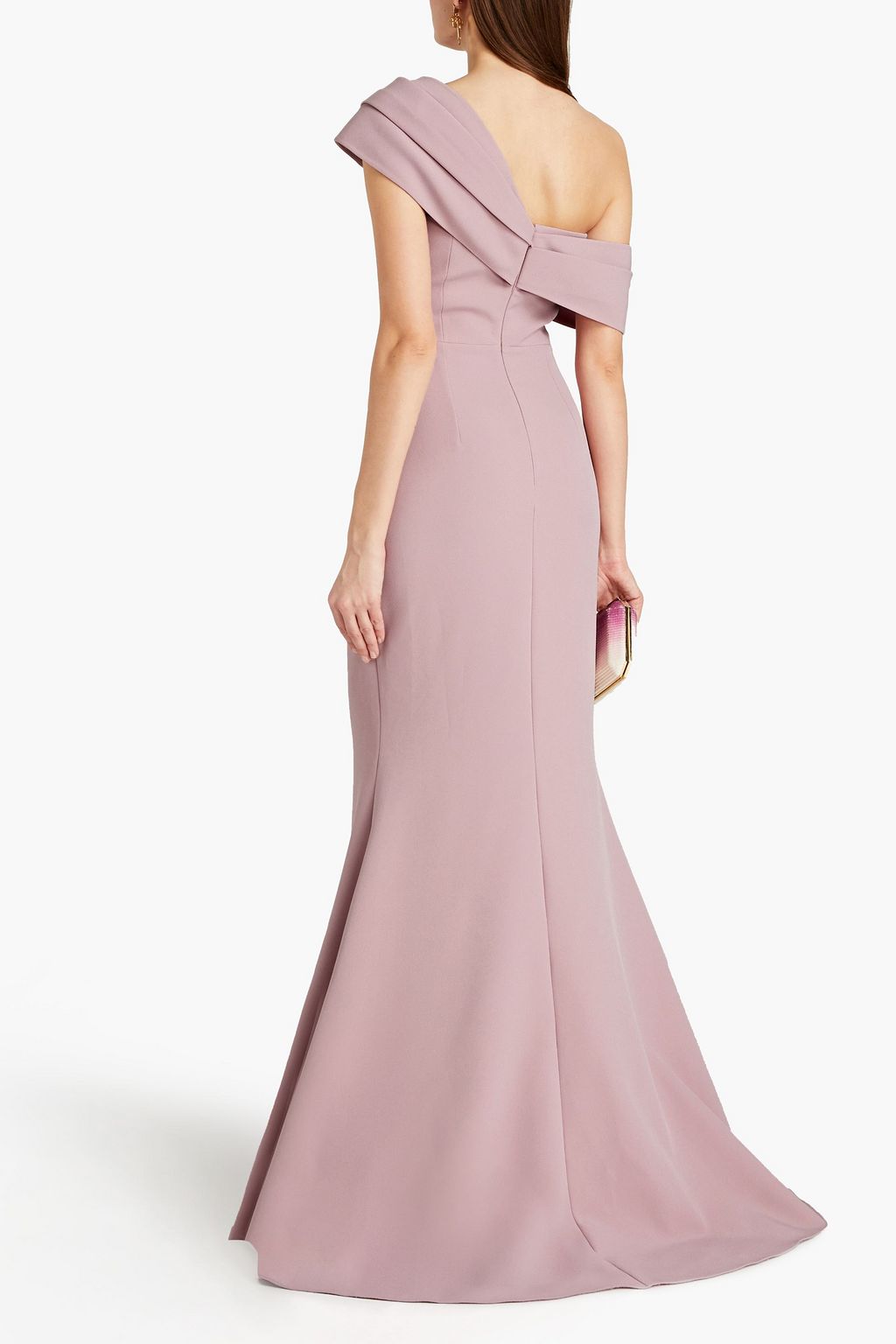SAFIYAA Rossa off-the-shoulder twill-paneled wool-blend crepe maxi dress