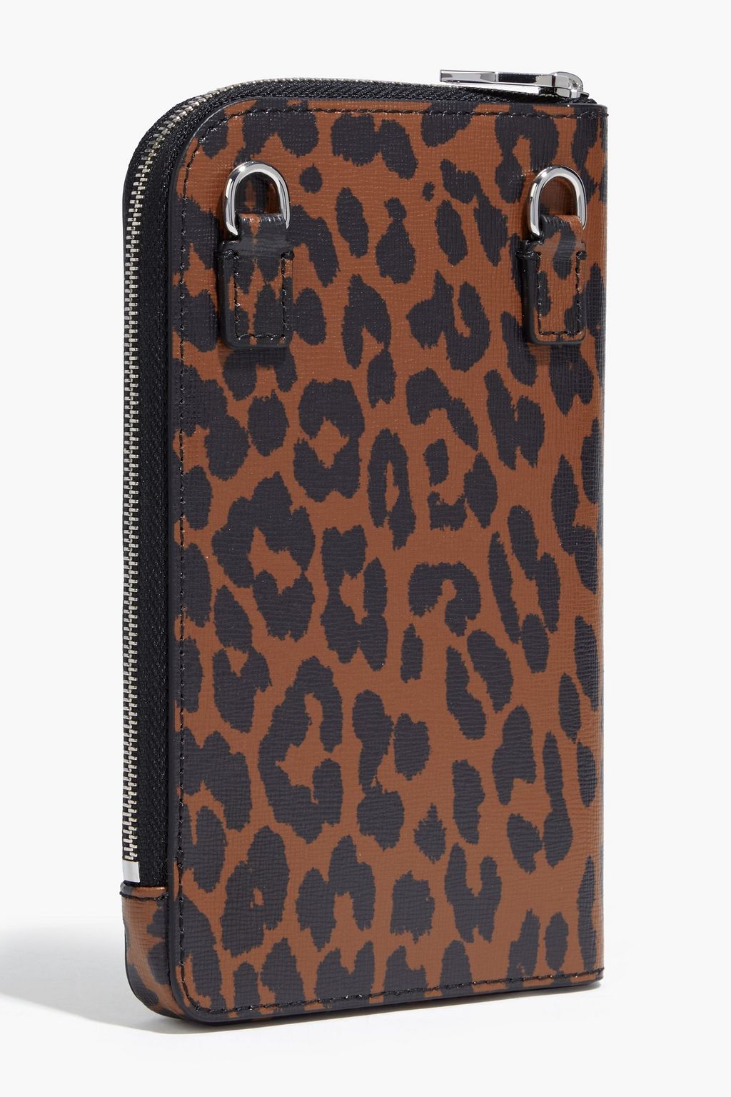 GANNI Polka-dot textured-leather phone pouch