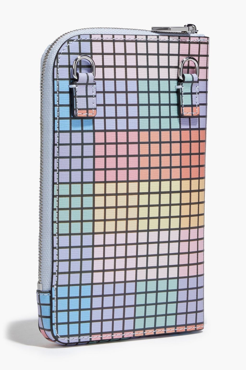GANNI Polka-dot textured-leather phone pouch