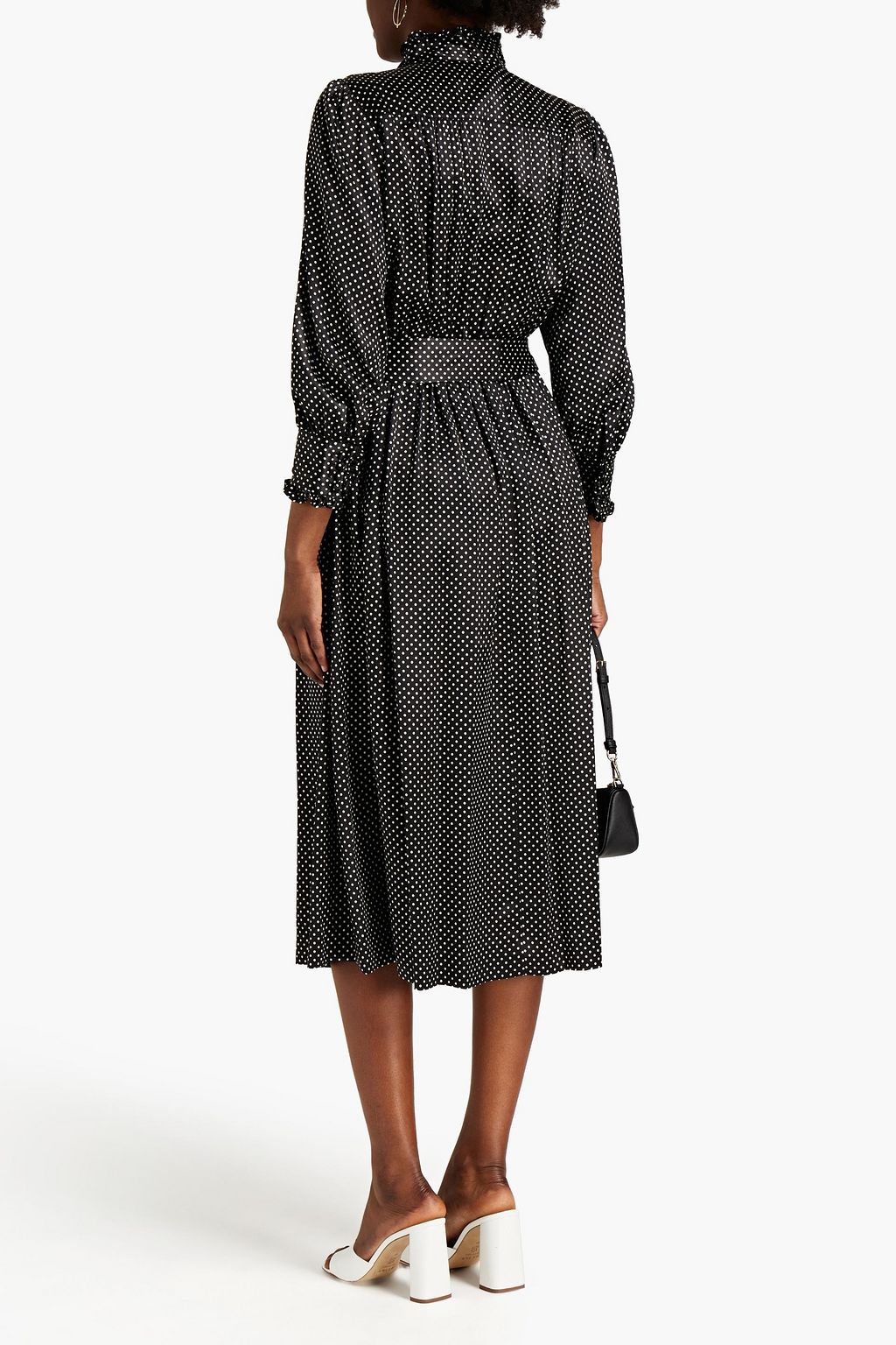 MARC JACOBS Belted polka-dot silk-satin midi shirt dress