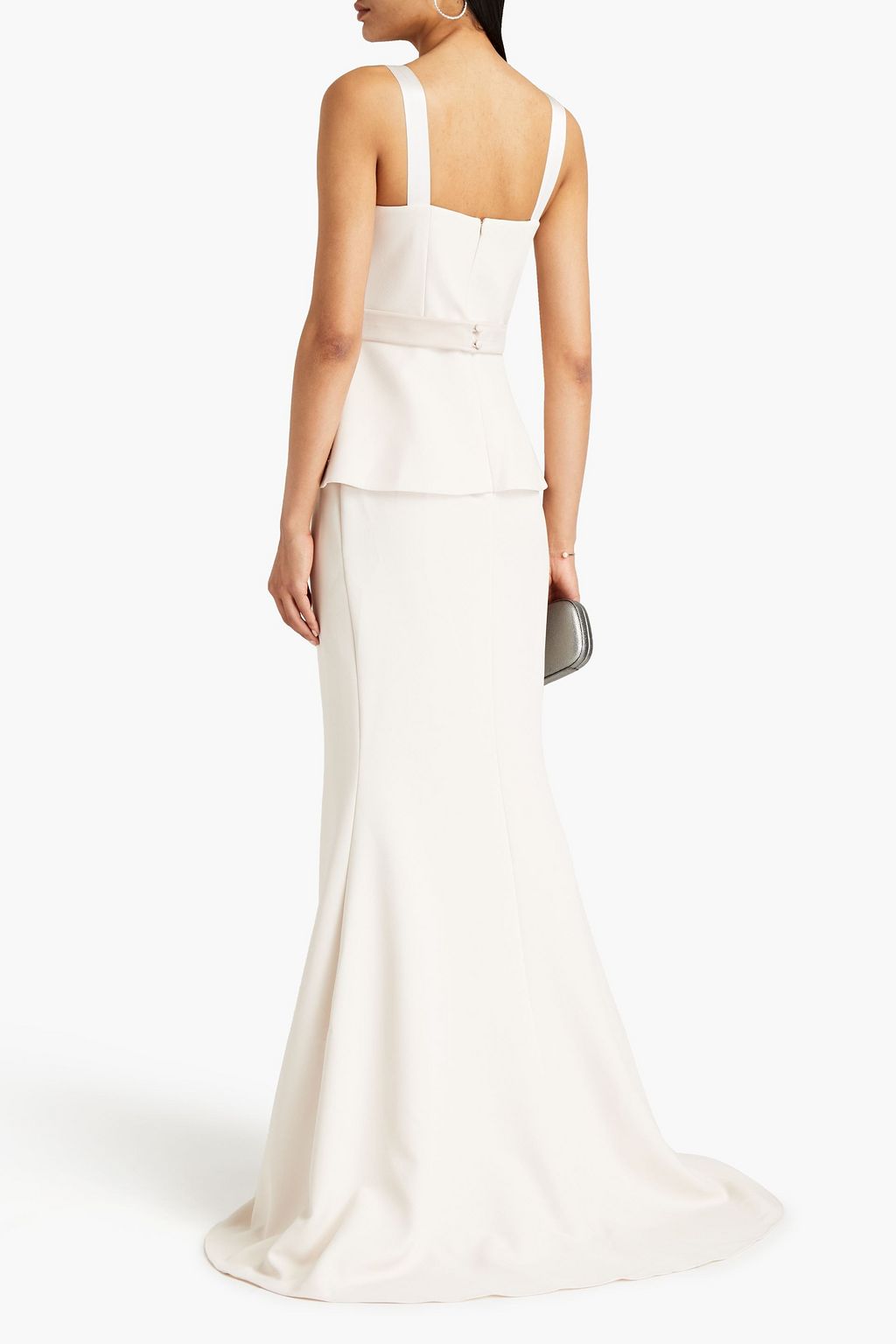 SAFIYAA Tina layered embellished mesh and crepe maxi dress