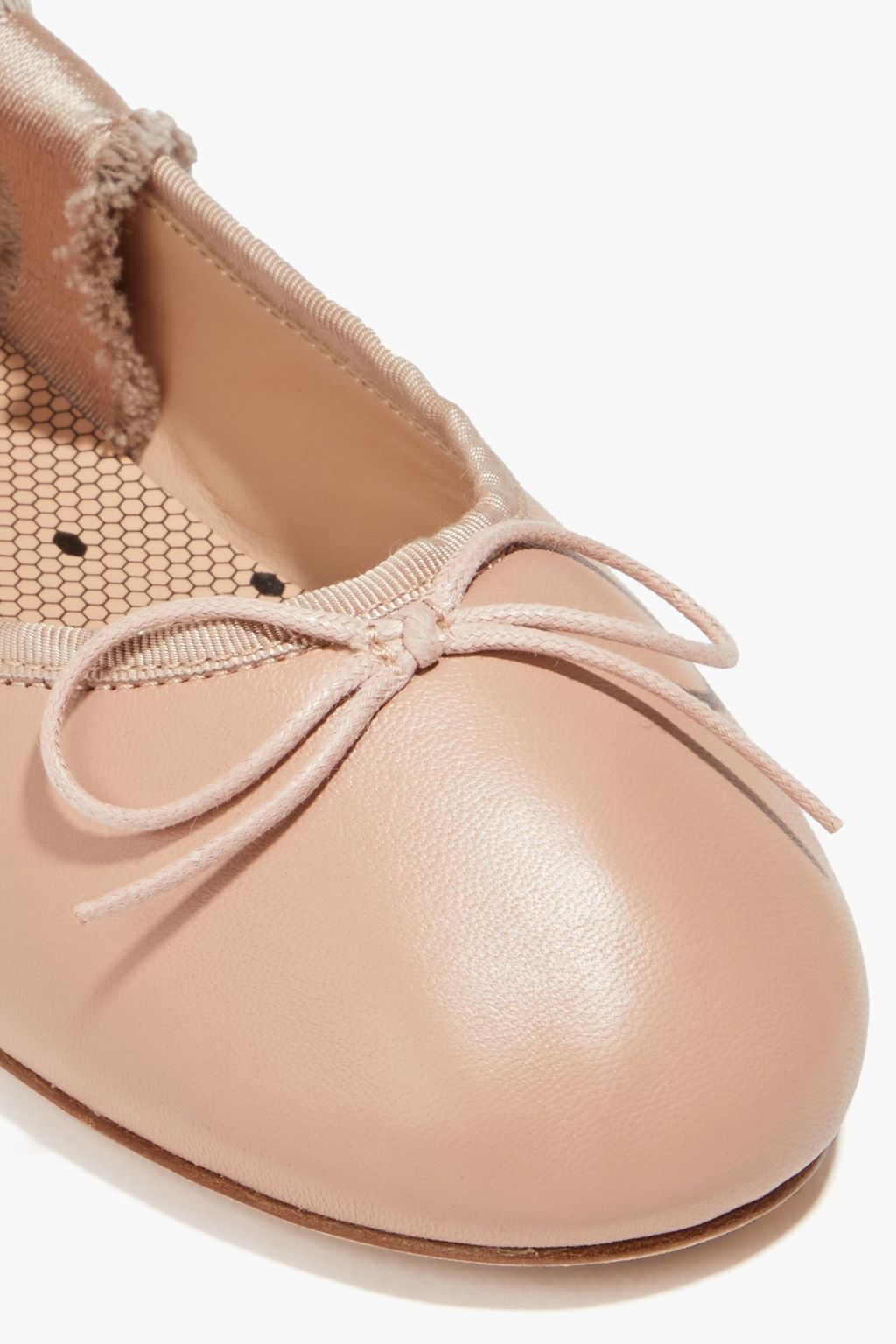 RED(V) Satin-trimmed embellished leather ballet flats