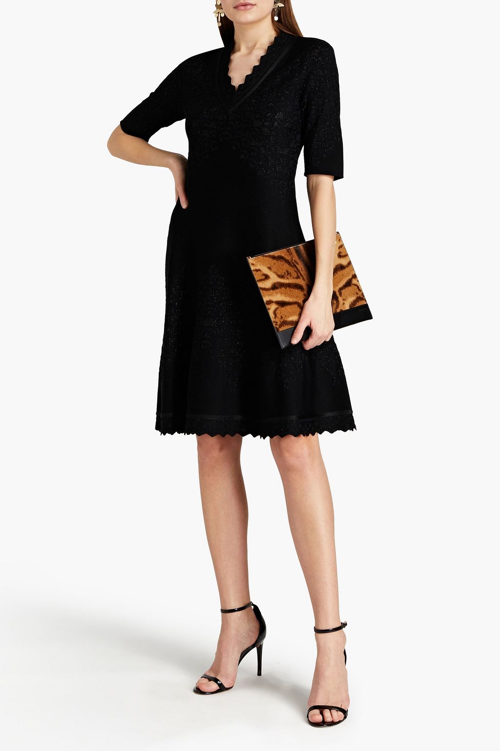 ROBERTO CAVALLI Jacquard-knit cotton-blend dress