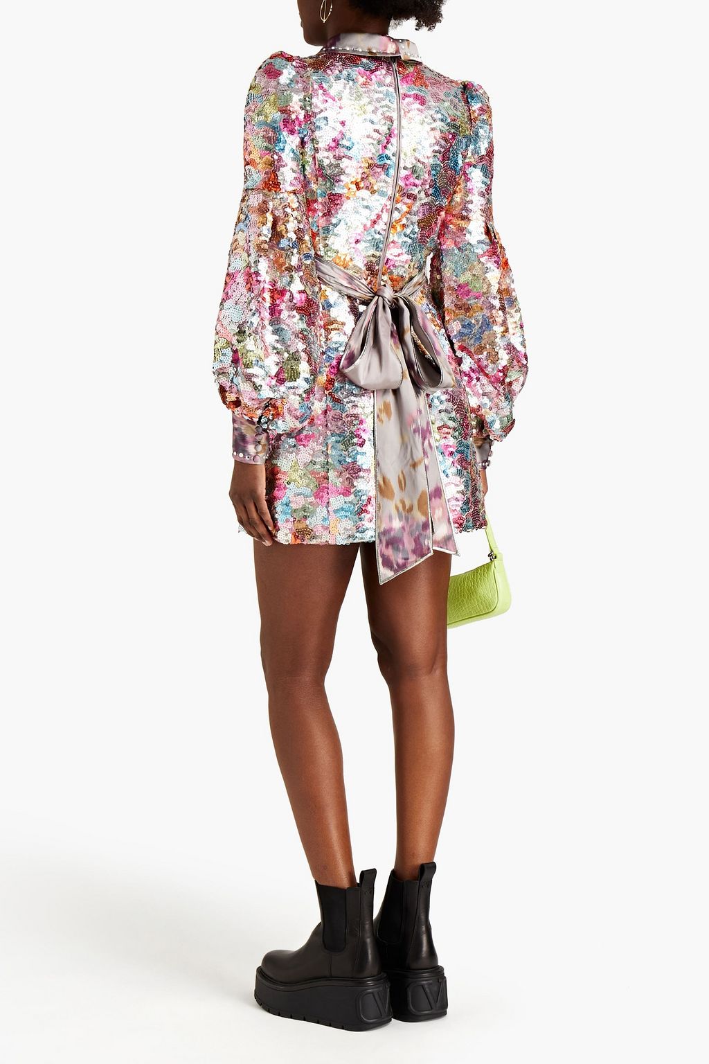 MARC JACOBS Velvet-trimmed sequined satin mini dress