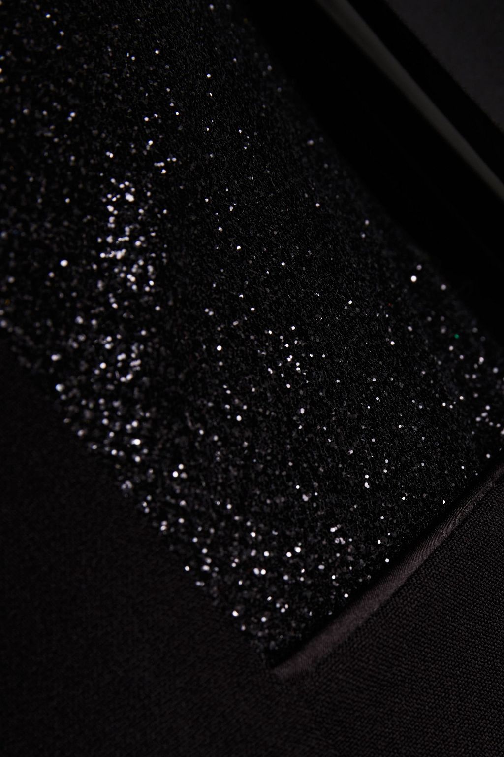 SAFIYAA Maria charmeuse-paneled glittered stretch-crepe maxi dress