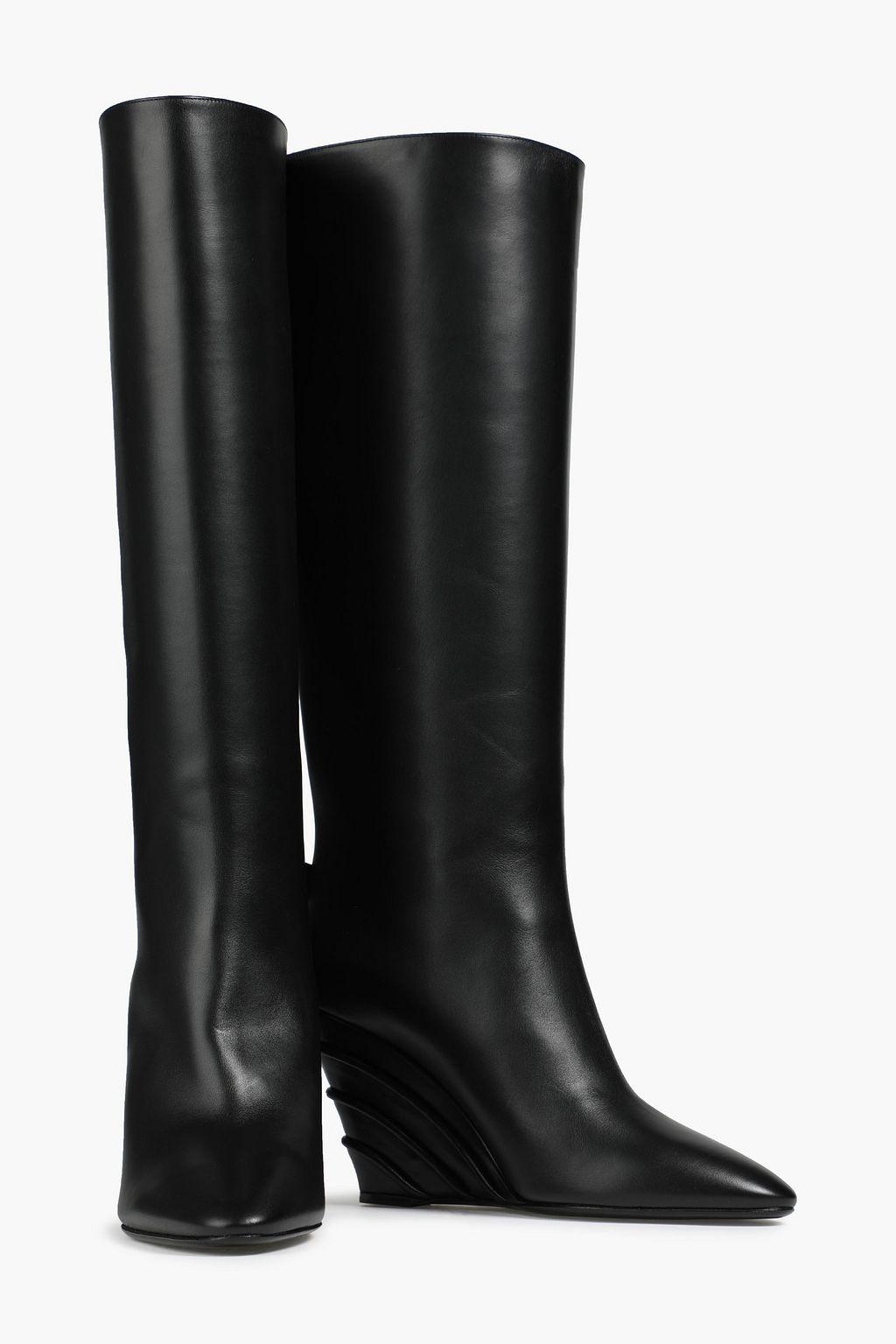 FERRAGAMO Leather wedge knee boots