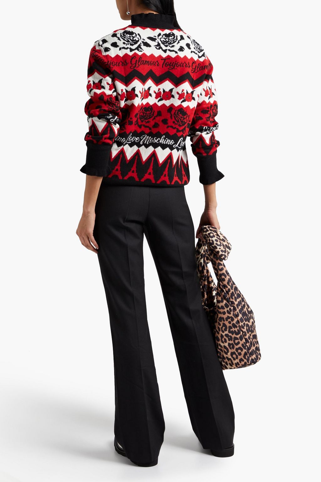 LOVE MOSCHINO Jacquard-knit wool turtleneck sweater
