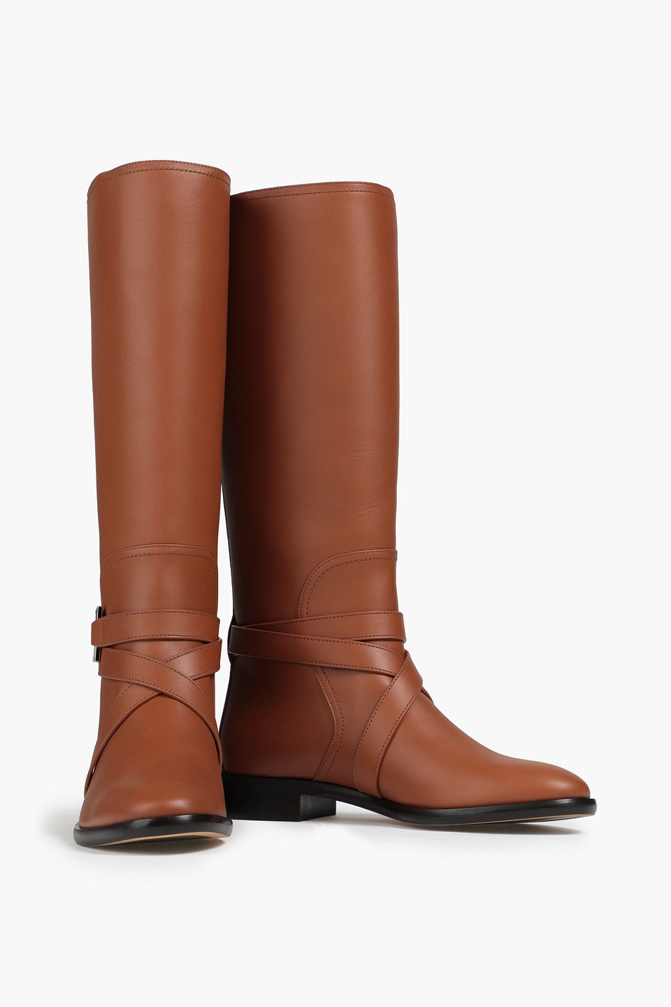 Ferragamo Sarah Leather Knee Boots In Brown