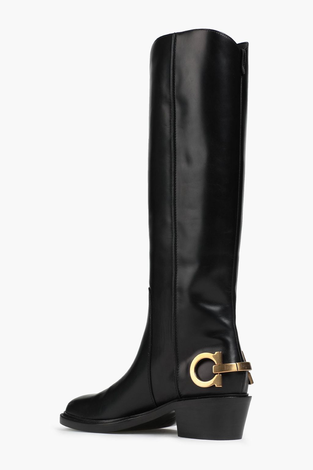 FERRAGAMO Uda embellished leather knee boots