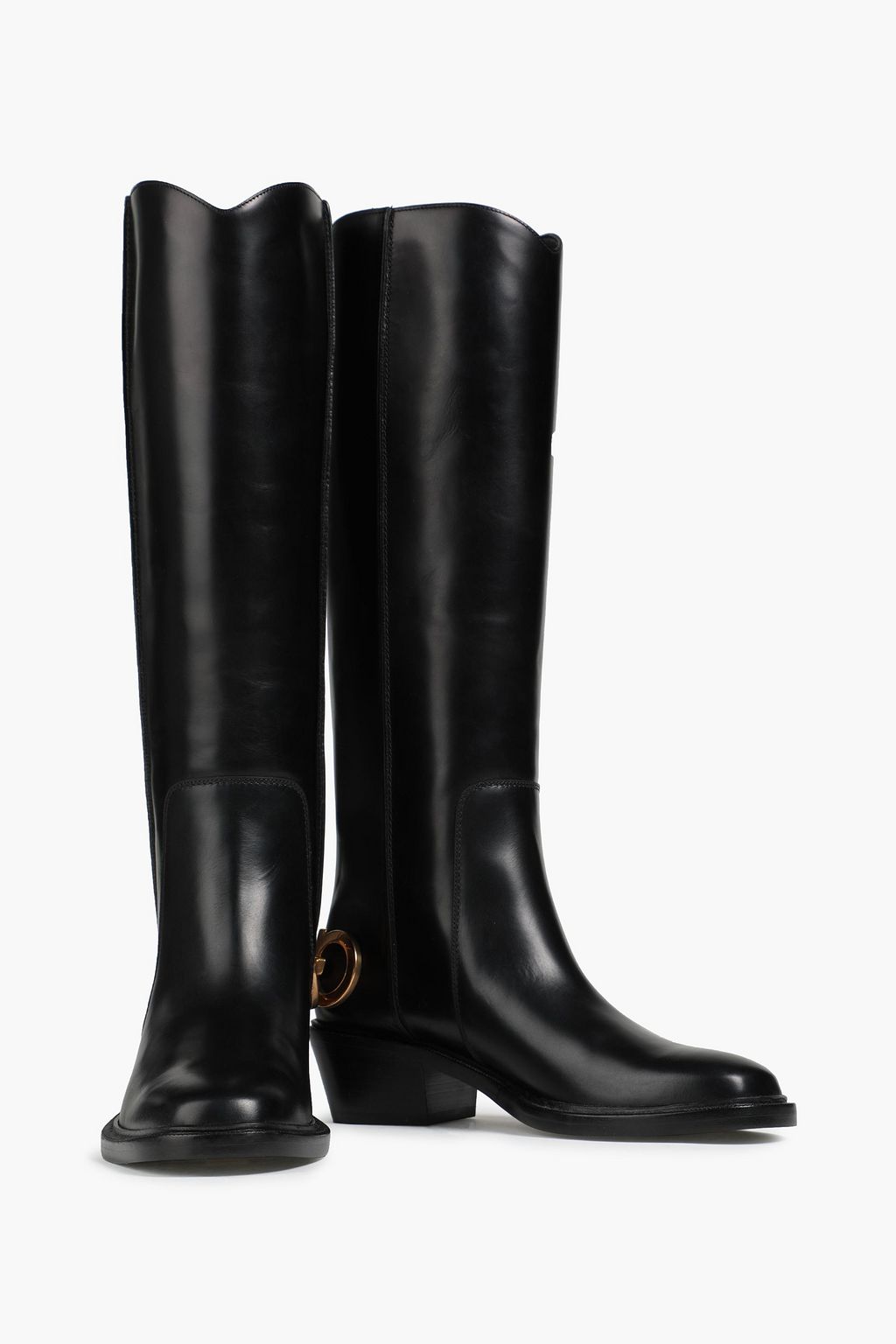 FERRAGAMO Uda embellished leather knee boots