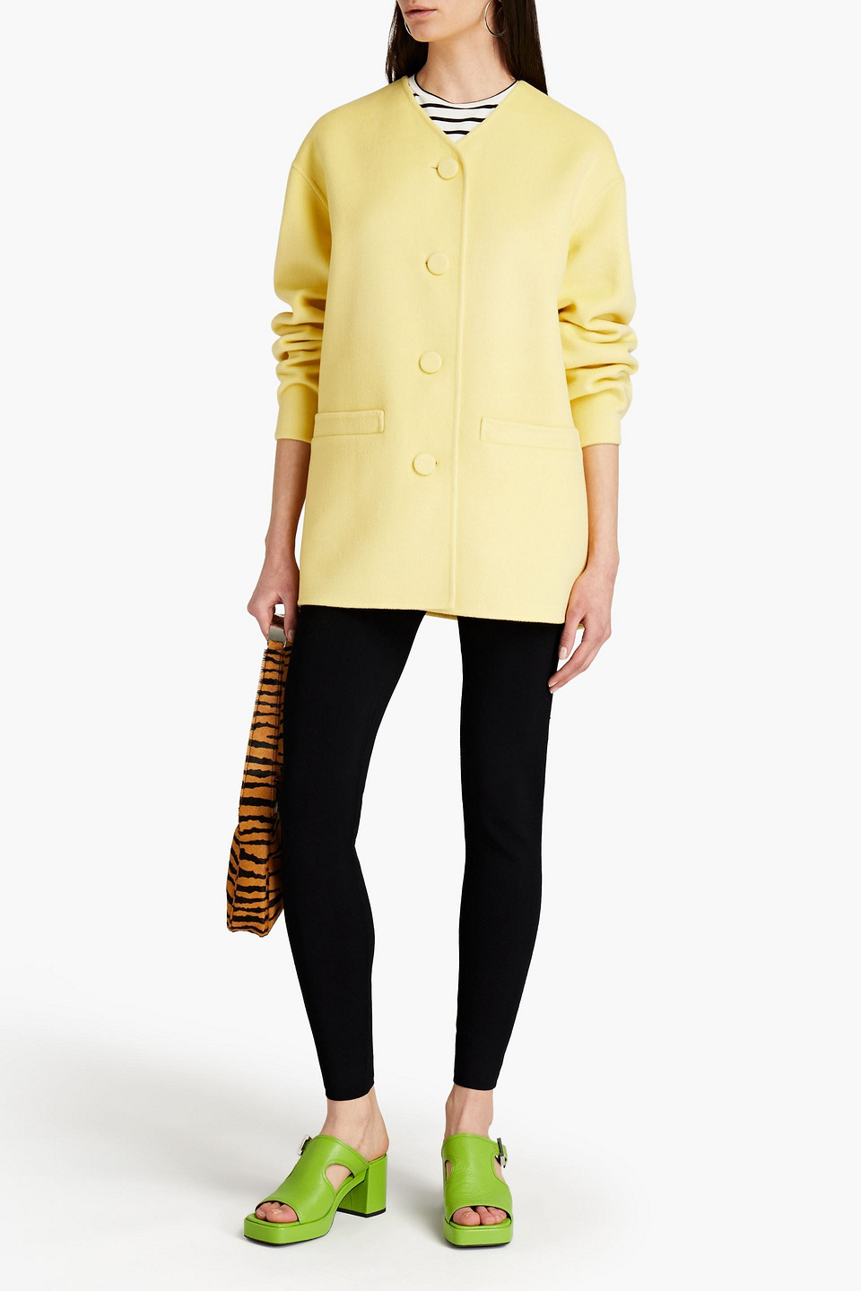 Marc Jacobs Brushed Wool, Cashmere And Silk-blend Felt Coat In Yellow