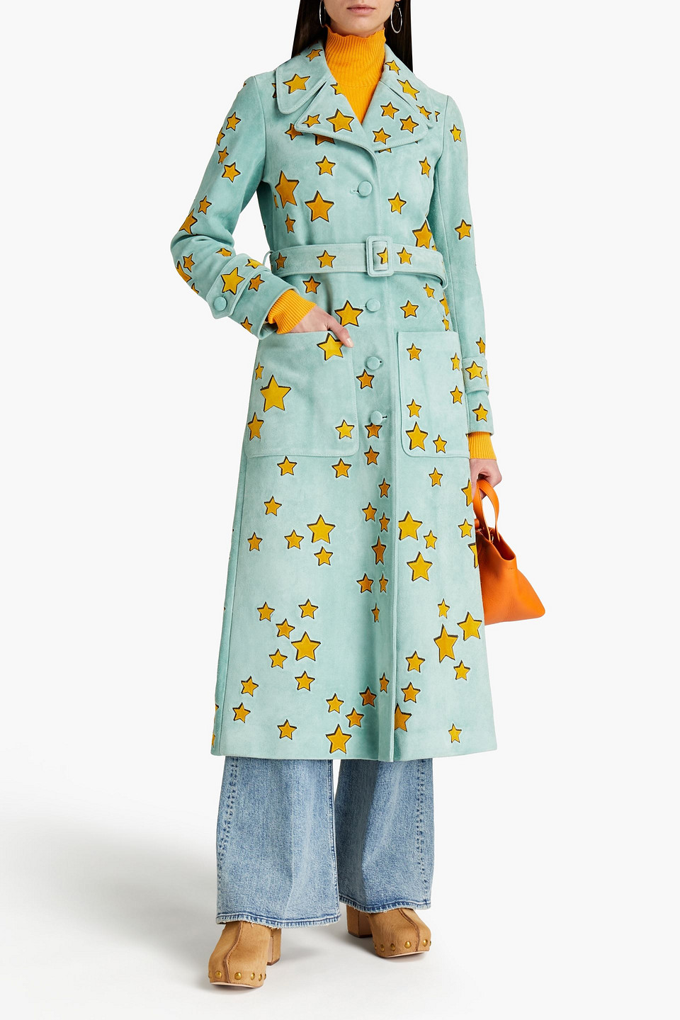 Marc Jacobs Appliquéd Suede Trench Coat In Blue