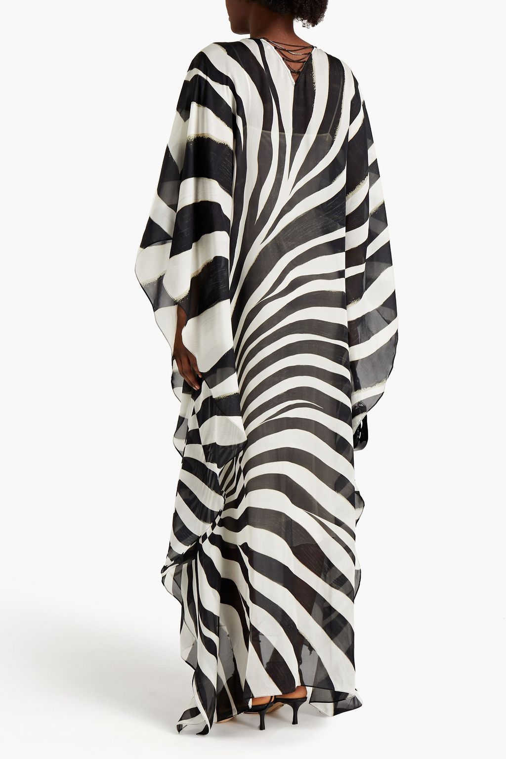 ROBERTO CAVALLI Zebra-print silk-chiffon kaftan