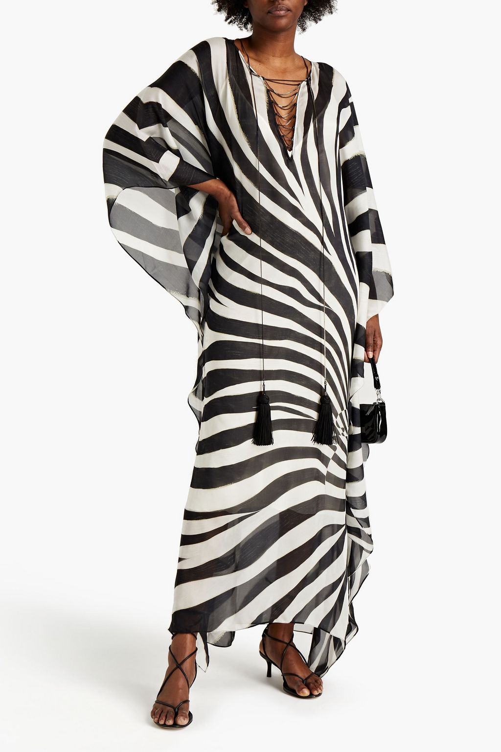 ROBERTO CAVALLI Zebra-print silk-chiffon kaftan