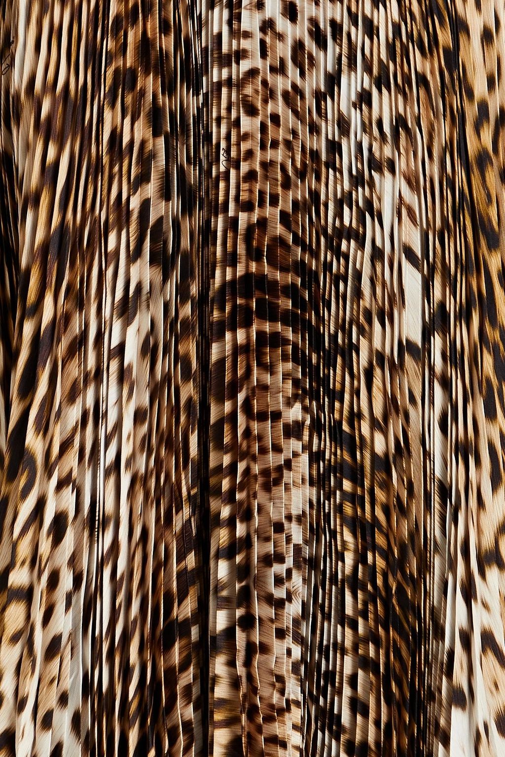 ROBERTO CAVALLI Pleated leopard-print satin-twill midi skirt