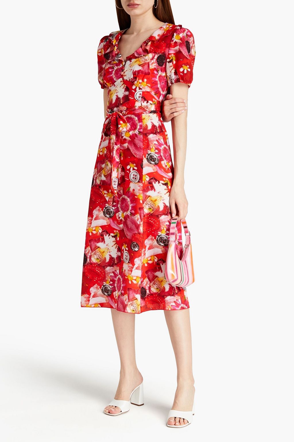 MARC JACOBS + Maisie Cousins ruffled printed silk midi dress