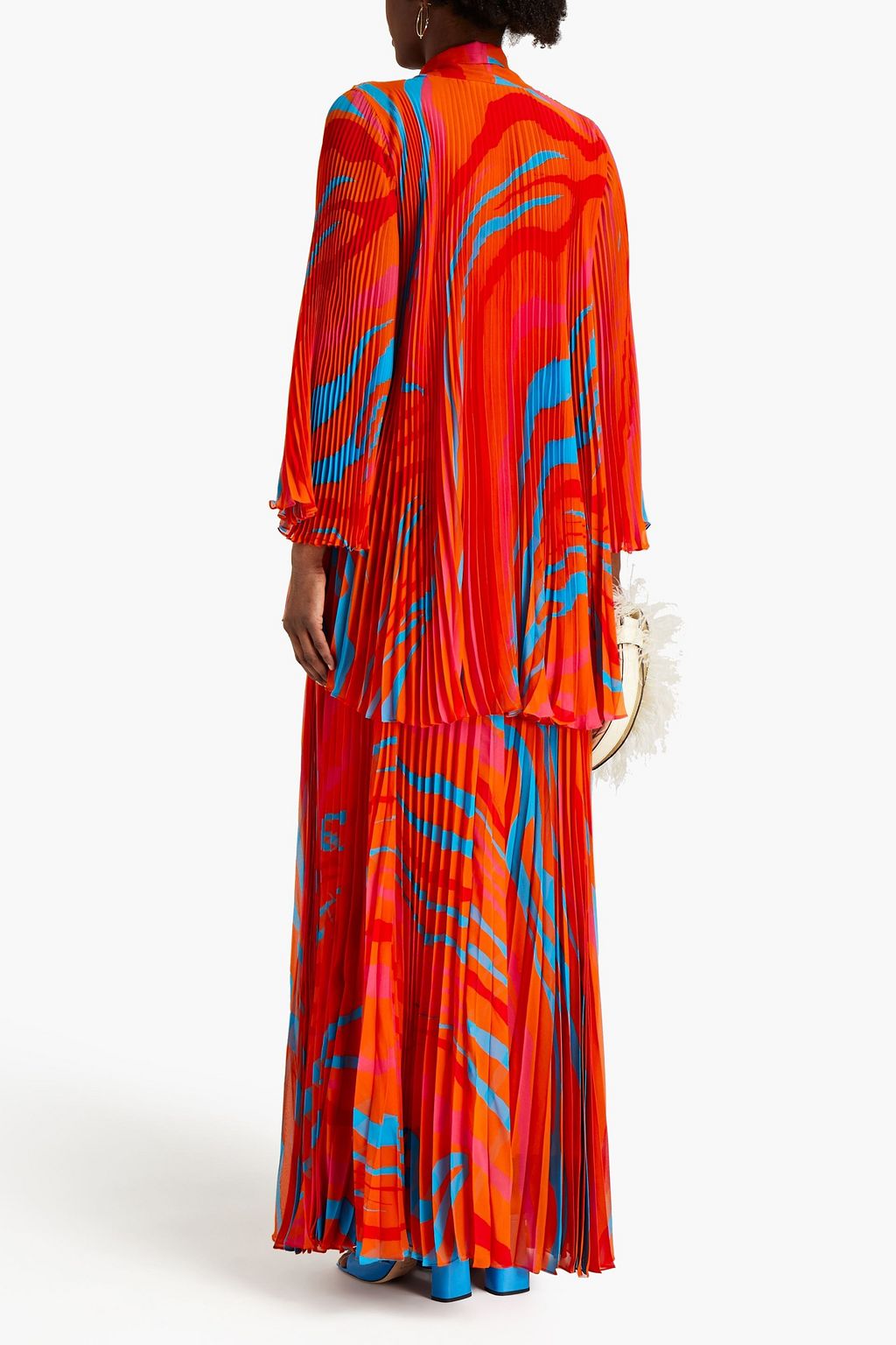 ROBERTO CAVALLI Pussy-bow layered printed silk-georgette maxi dress