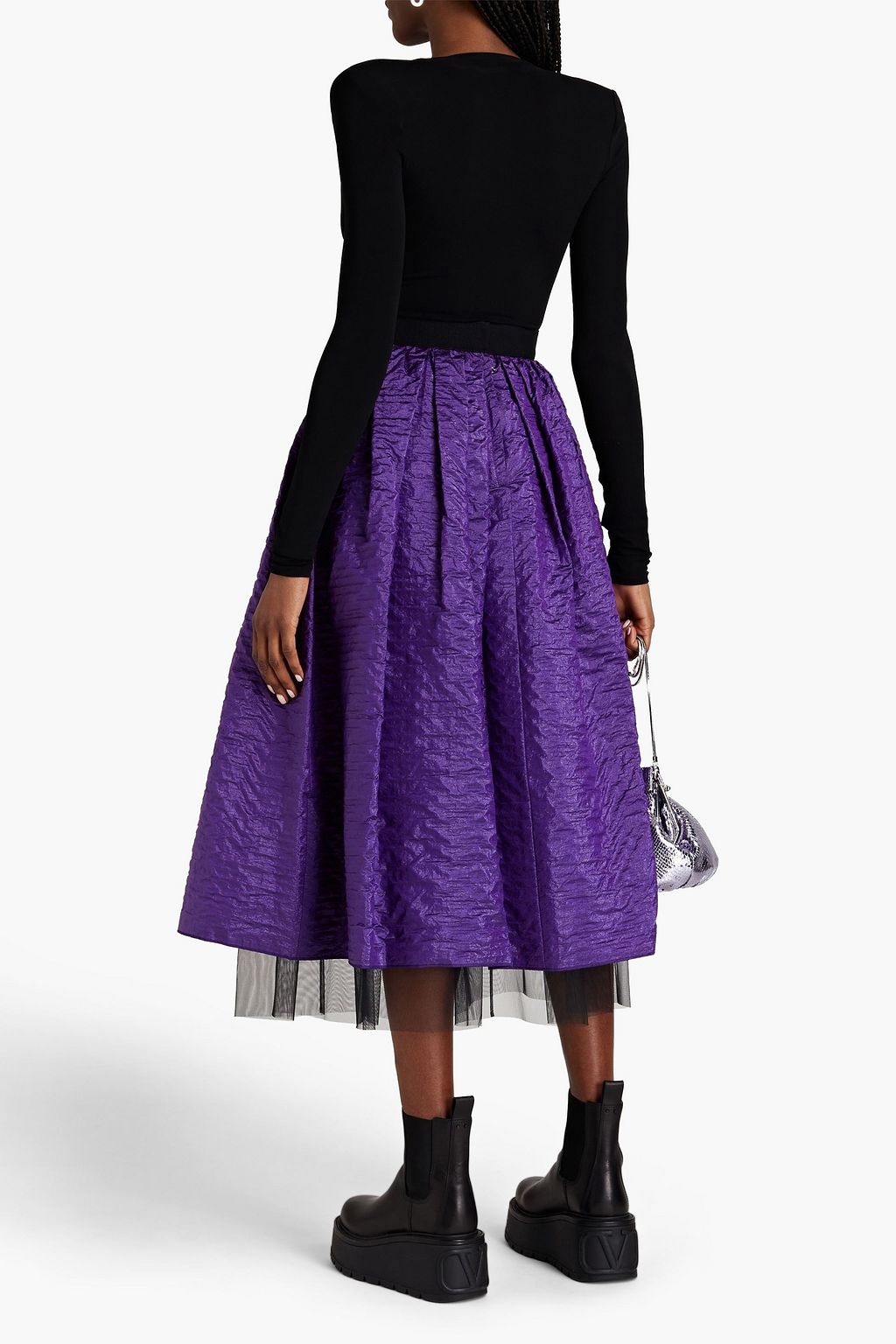 MARC JACOBS Layered silk-blend tulle and cloqué midi skirt