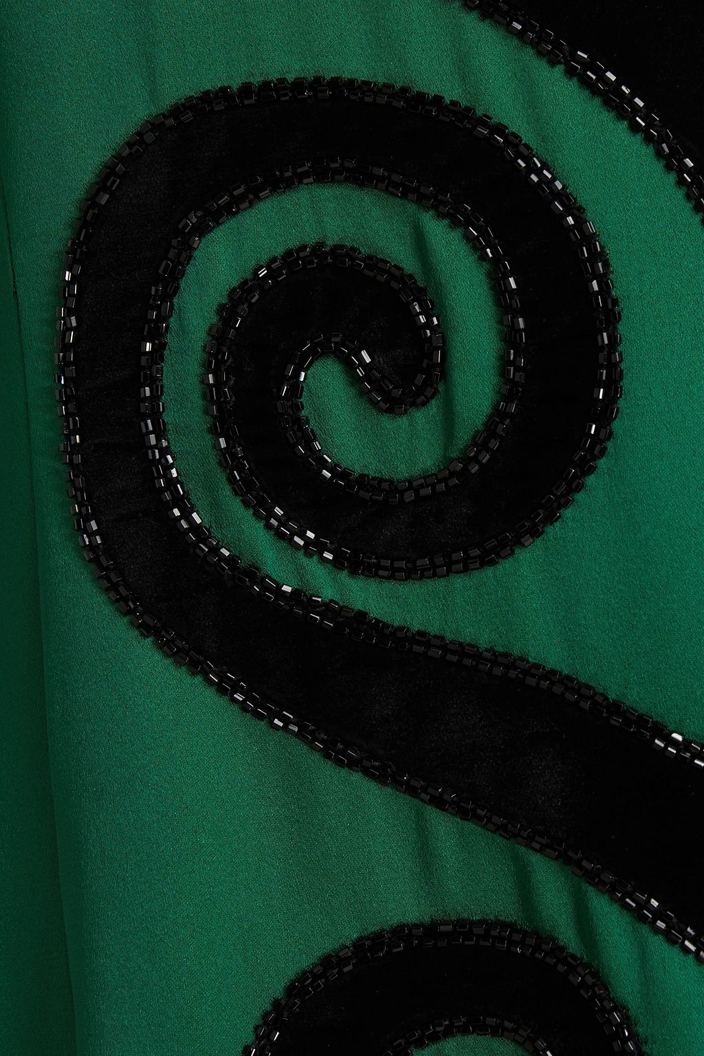 ANDREW GN Velvet-paneled embellished satin gown