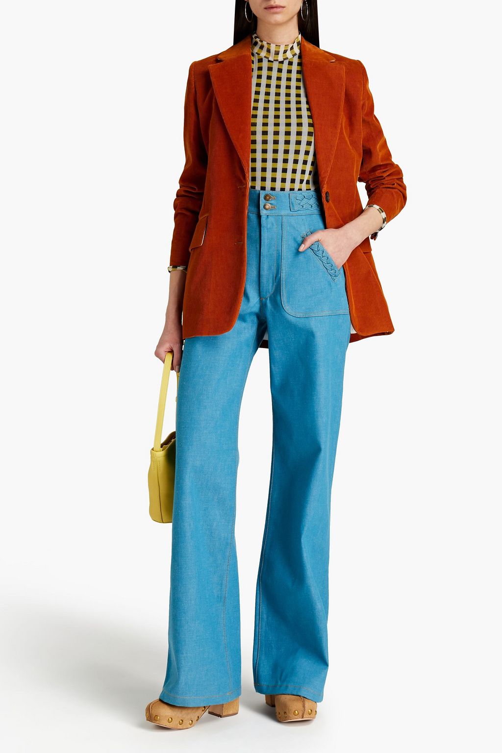 MARC JACOBS Braid-trimmed high-rise flared jeans