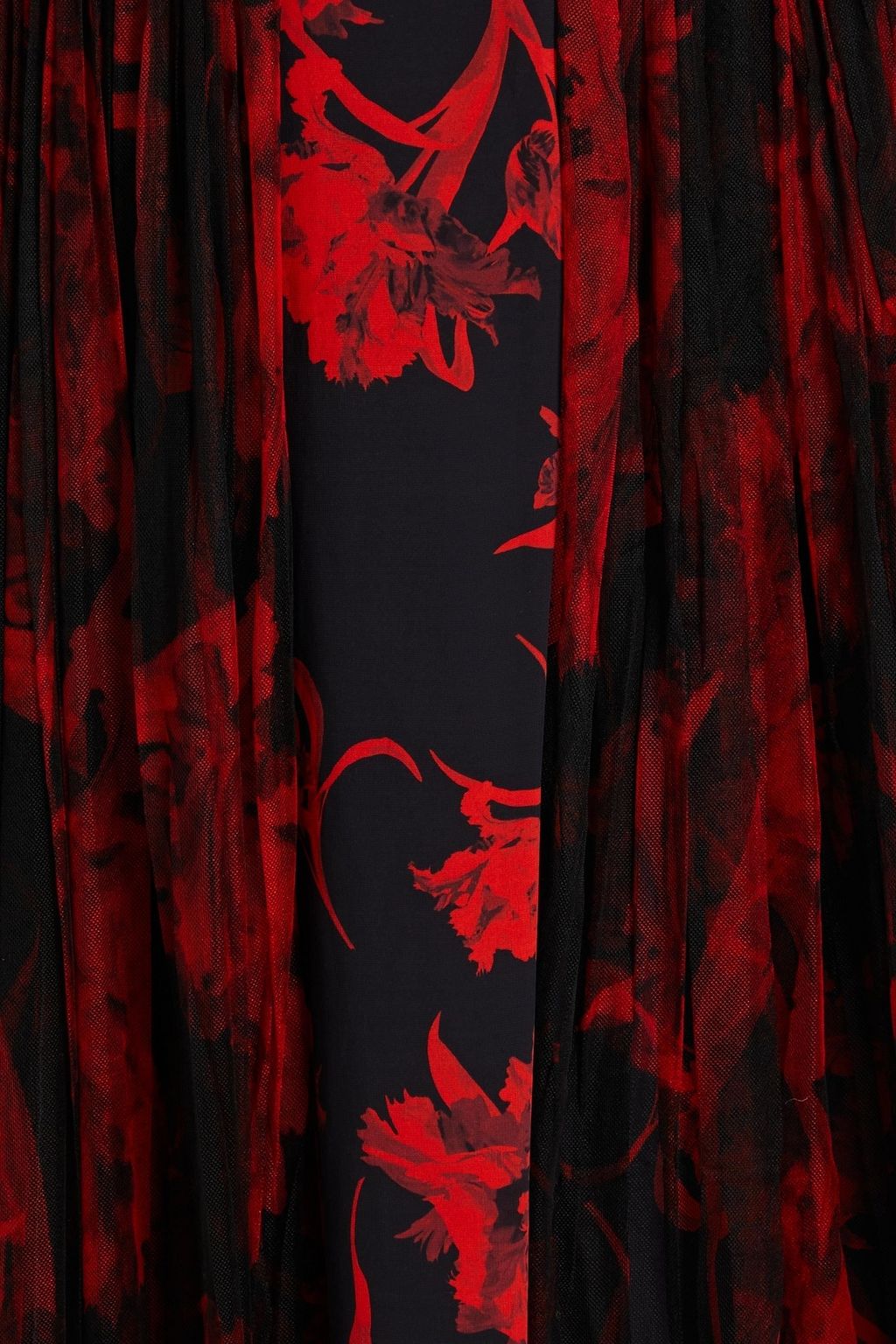 ROBERTO CAVALLI Layered floral-print tulle and crepe midi dress
