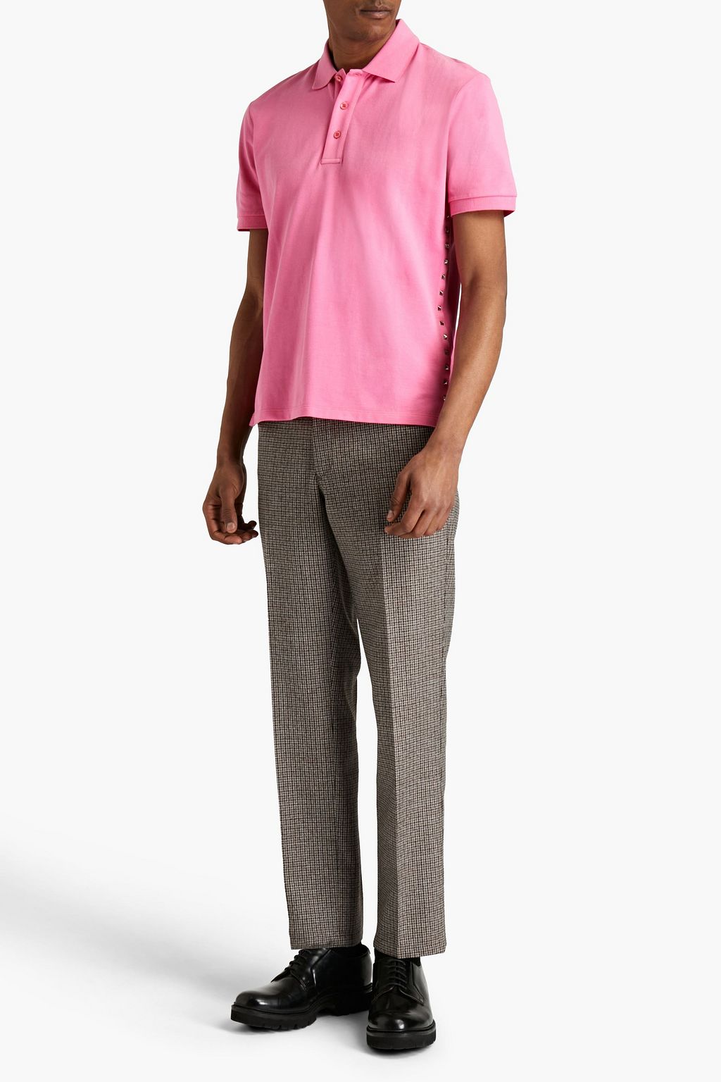 VALENTINO GARAVANI Studded cotton-piqué polo shirt