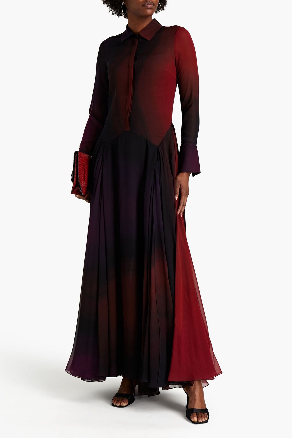ROBERTO CAVALLI Pleated silk-georgette gown
