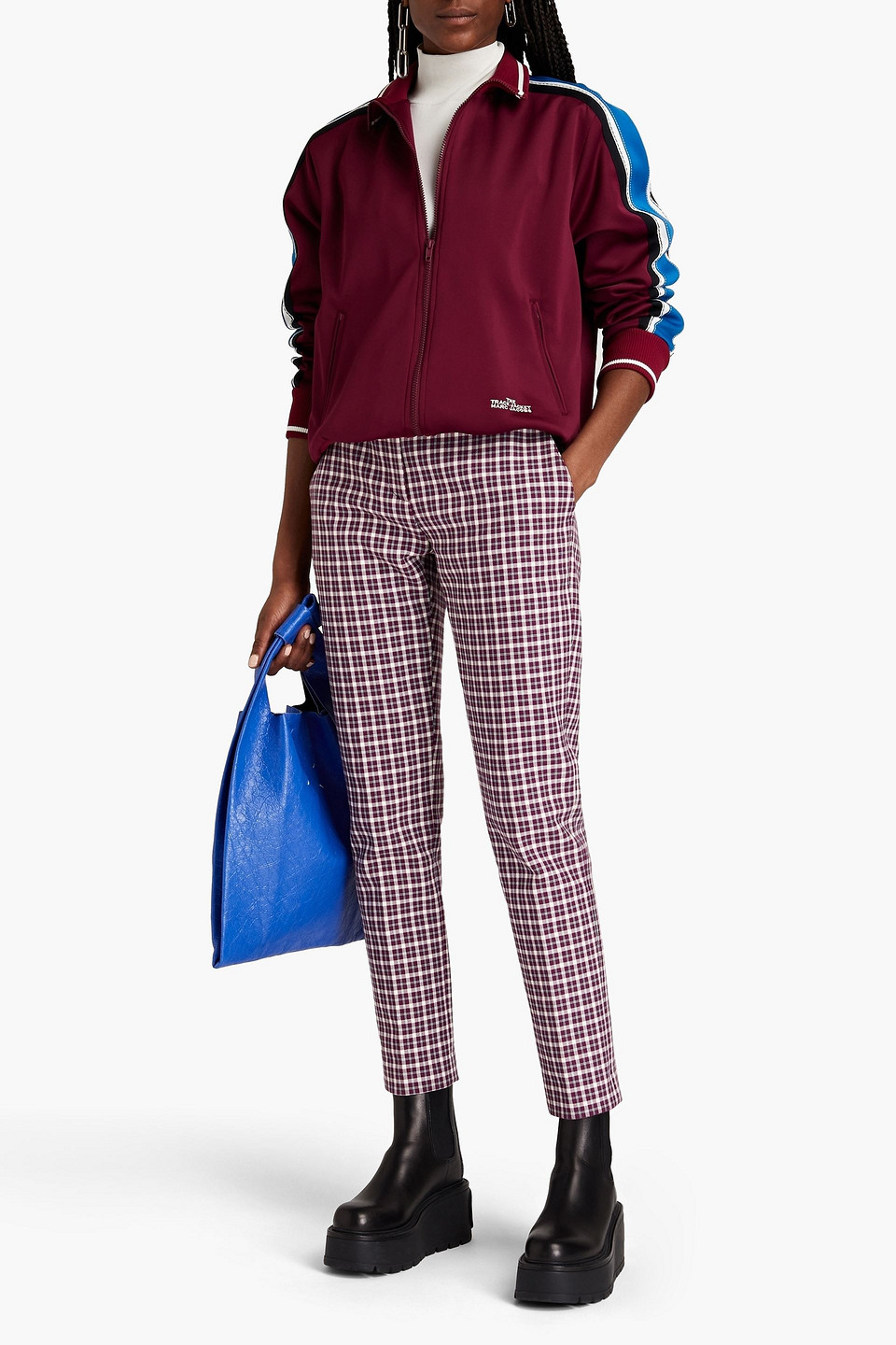 Marc Jacobs Striped Scuba Track Jacket In Burgundy
