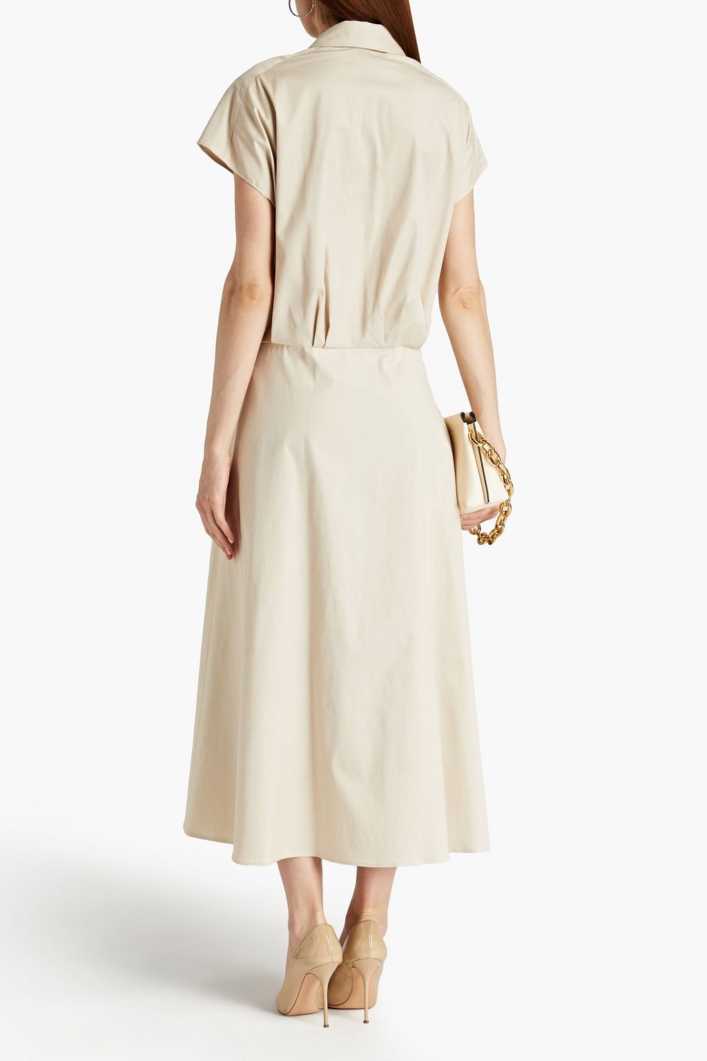 CAROLINA HERRERA Knotted cotton-blend twill midi shirt dress