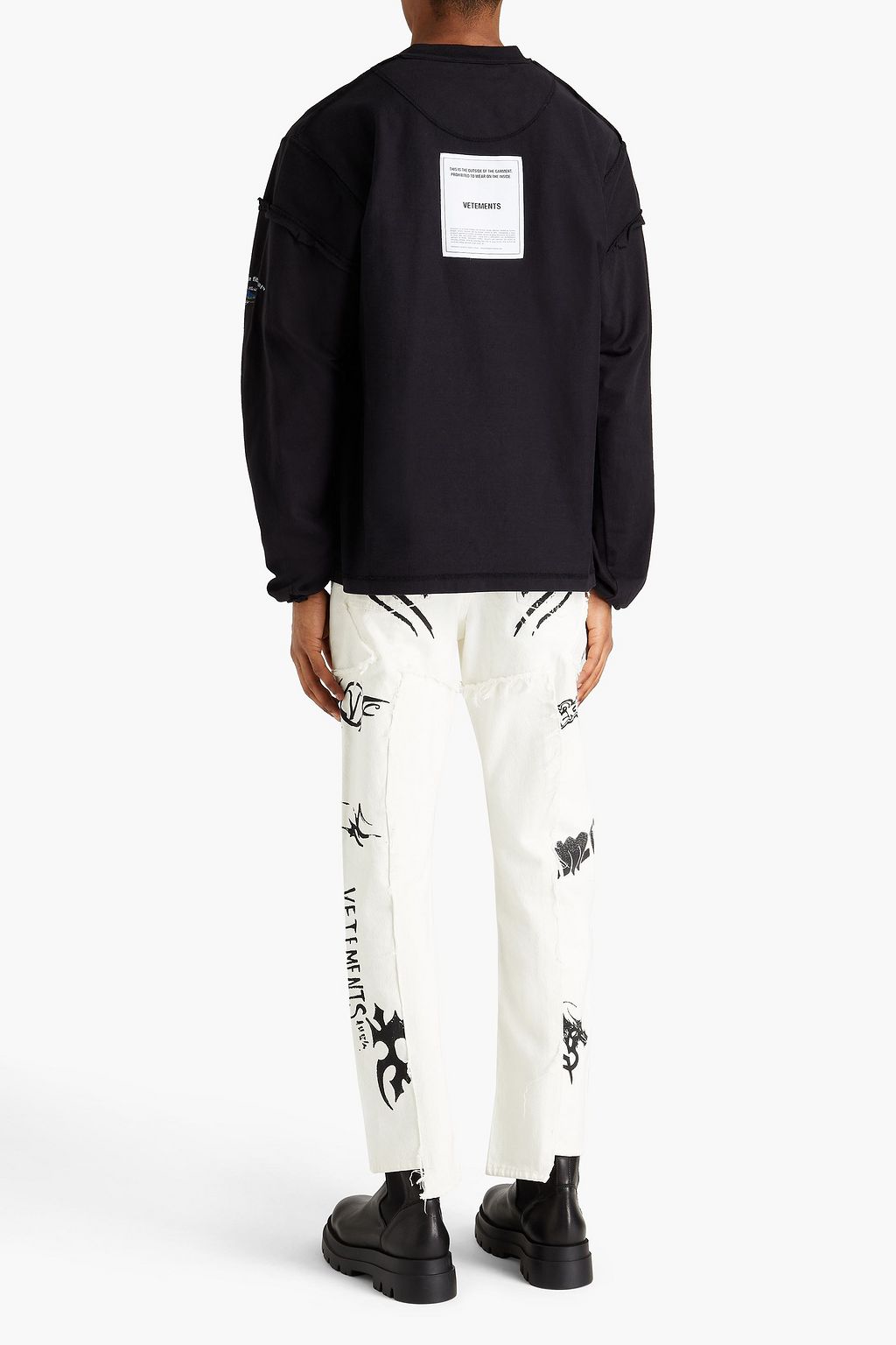 VETEMENTS Oversized appliquéd printed cotton-jersey top