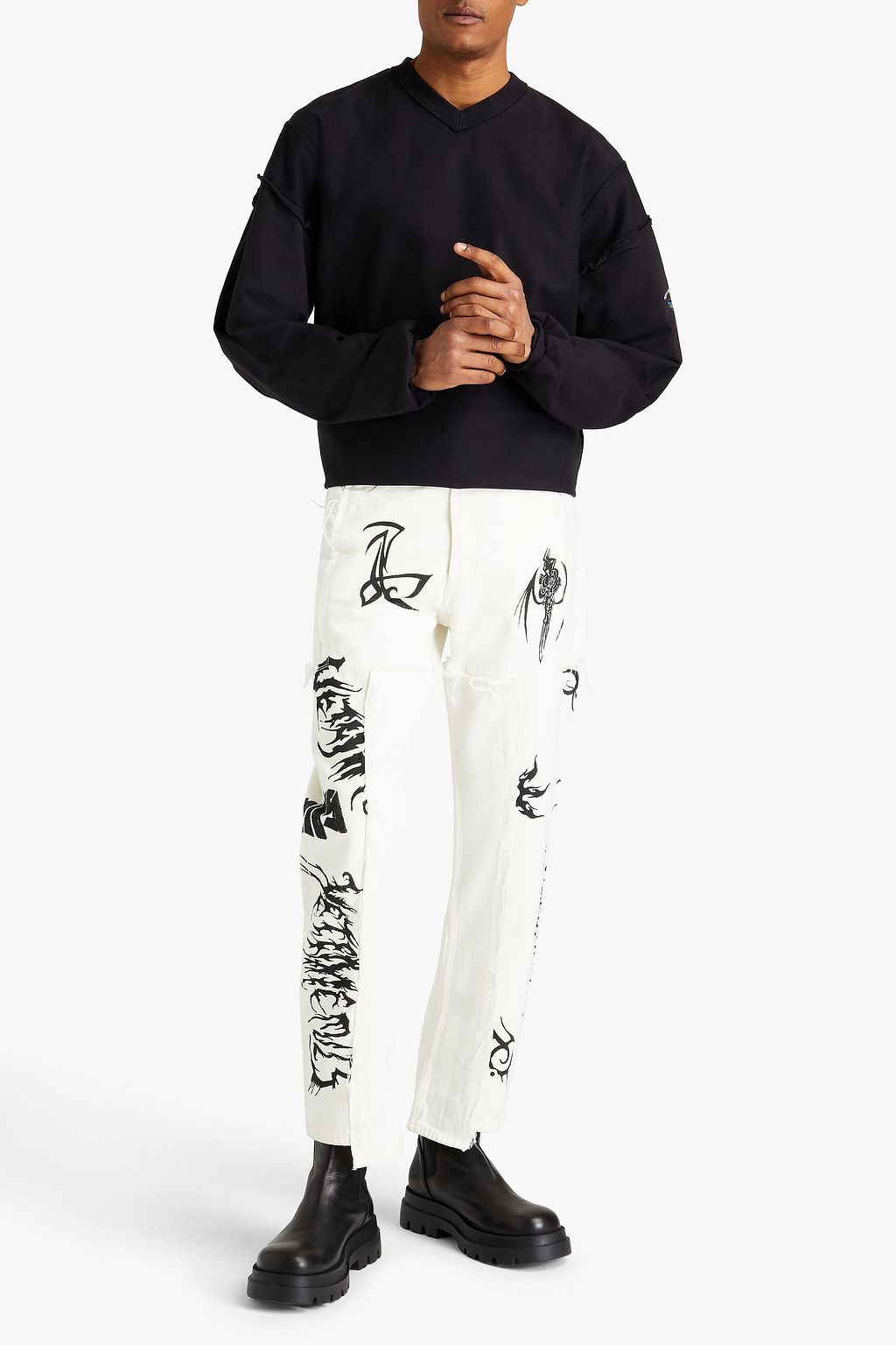 VETEMENTS Oversized appliquéd printed cotton-jersey top