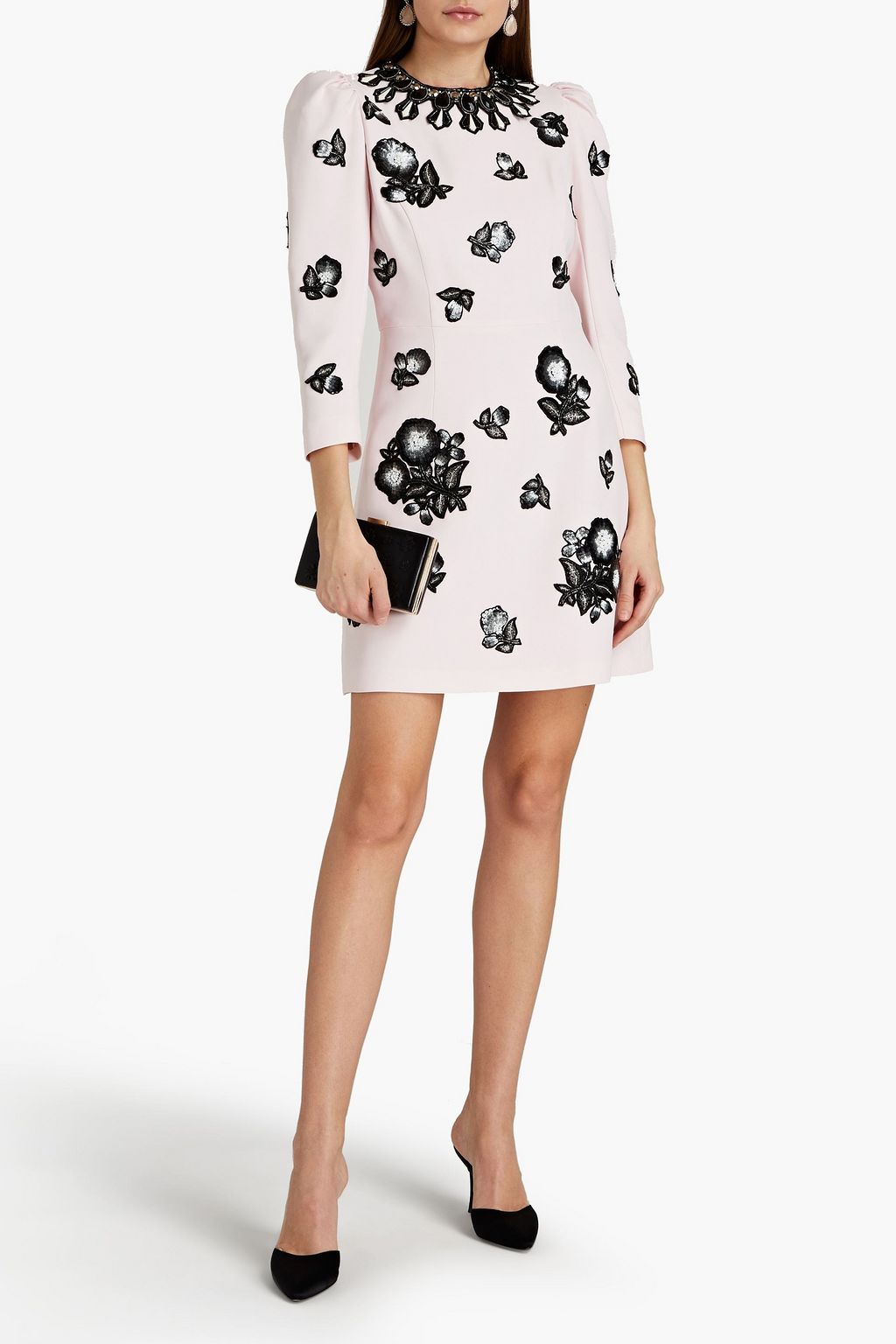 ANDREW GN Embellished cady mini dress