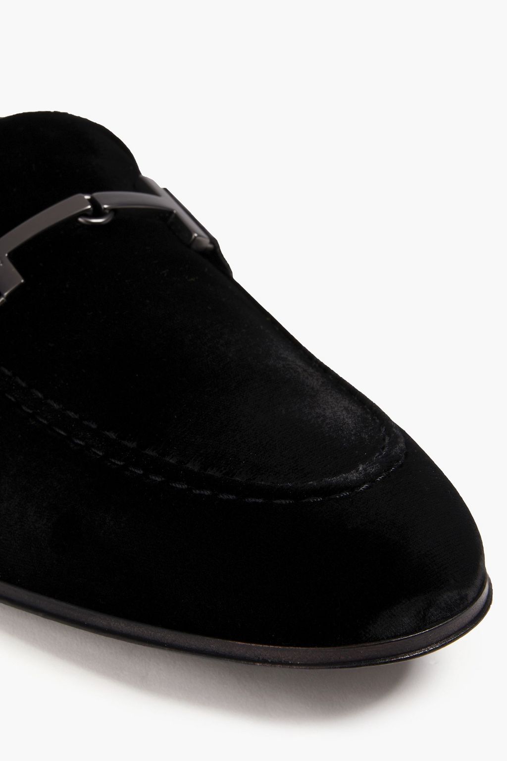 TOD'S Patent leather-trimmed velvet loafers