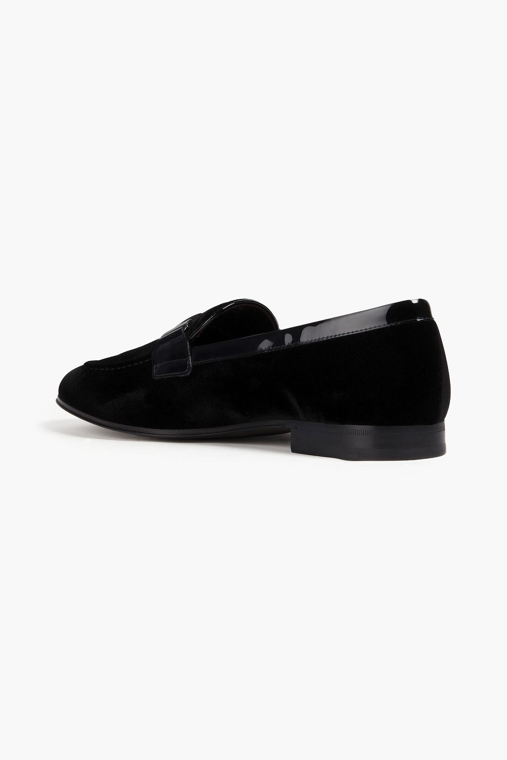TOD'S Patent leather-trimmed velvet loafers
