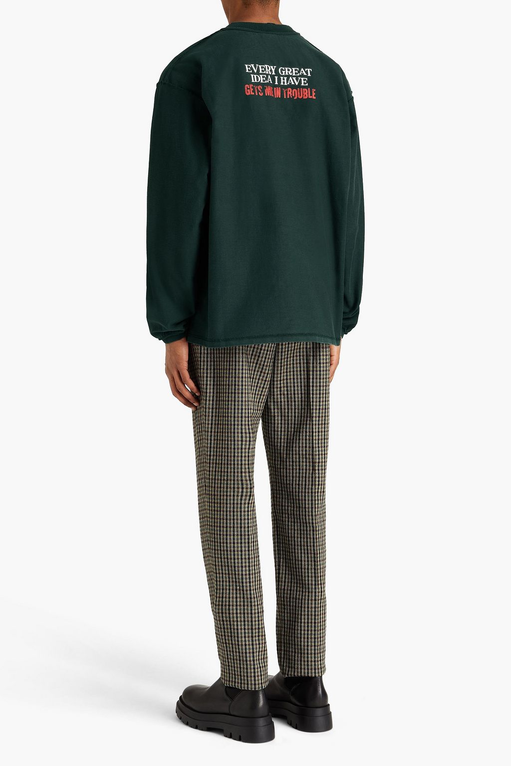 VETEMENTS Distressed printed cotton-jersey T-shirt