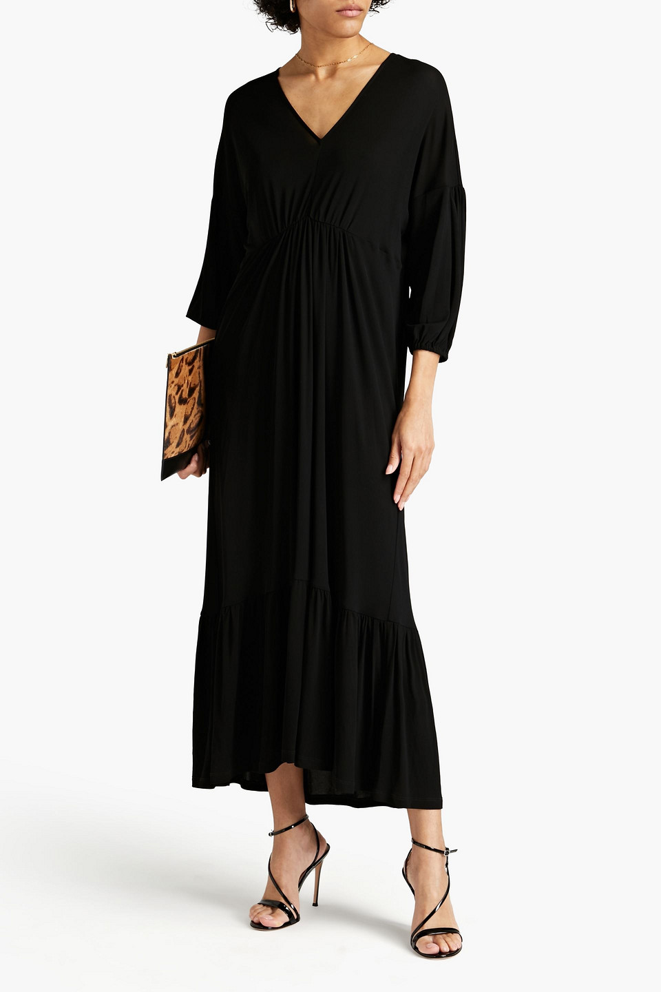 Diane Von Furstenberg Gathered Jersey Maxi Dress In Black