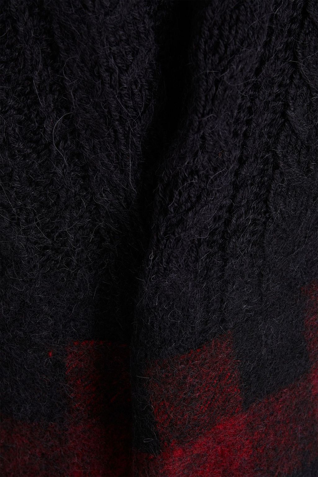 VALENTINO GARAVANI Slim-fit felt-paneled cable-knit wool and alpaca-blend sweater