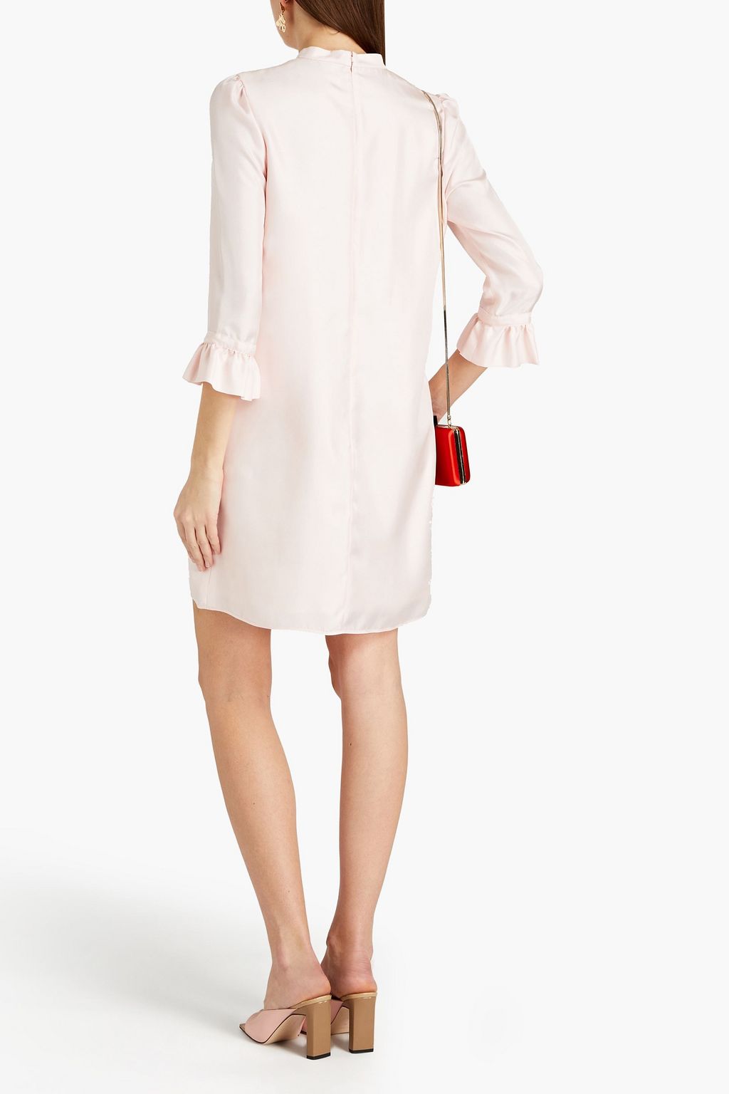 ANDREW GN Ruffled silk-twill mini dress