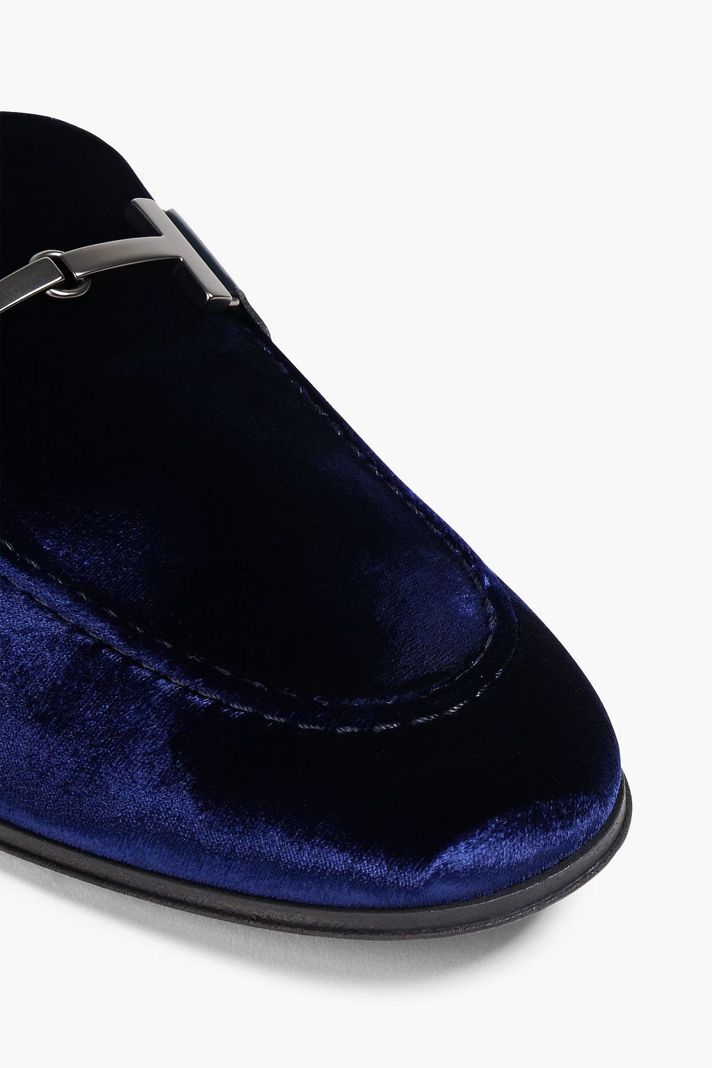 TOD'S Patent leather-trimmed velvet loafers