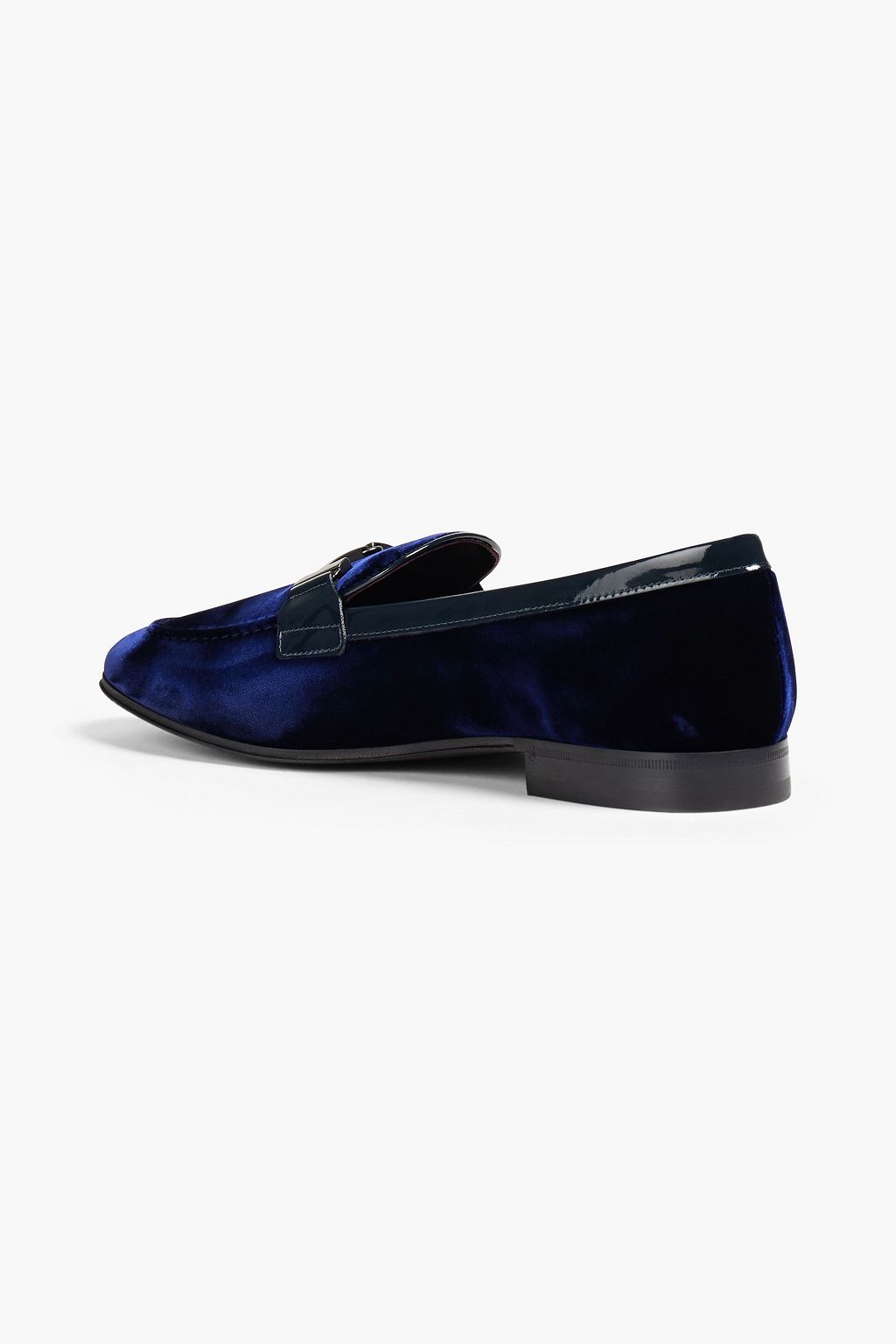 TOD'S Patent leather-trimmed velvet loafers