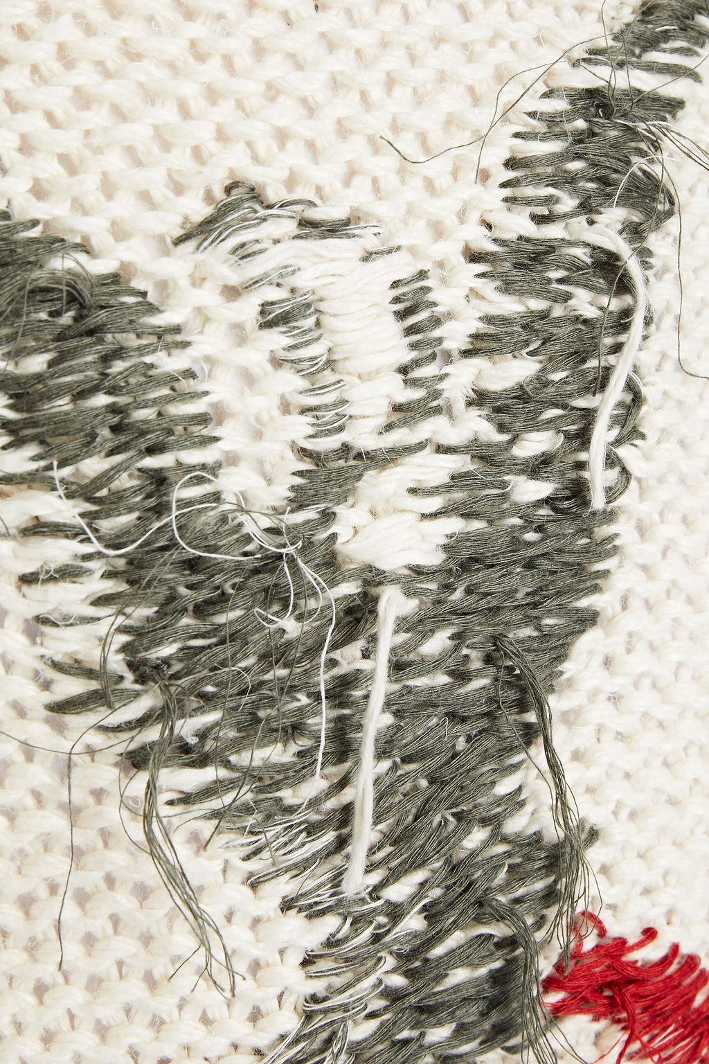 VALENTINO GARAVANI Embroidered open-knit linen and silk-blend sweater