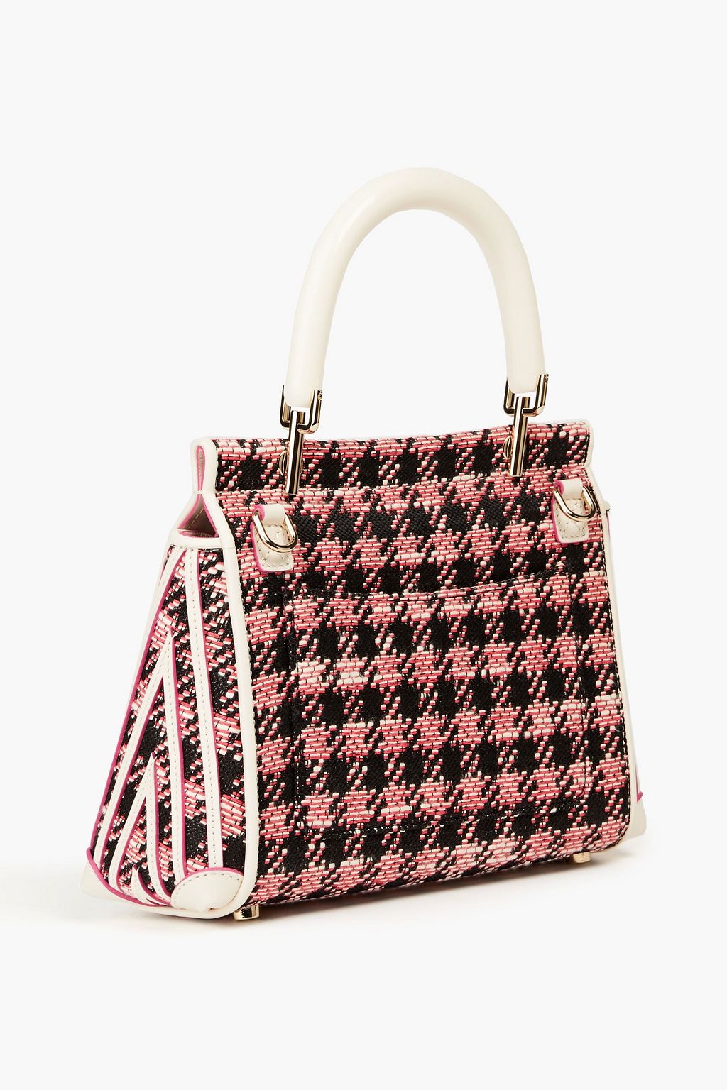 ROGER VIVIER Viv' leather-trimmed houndstooth tweed shoulder bag