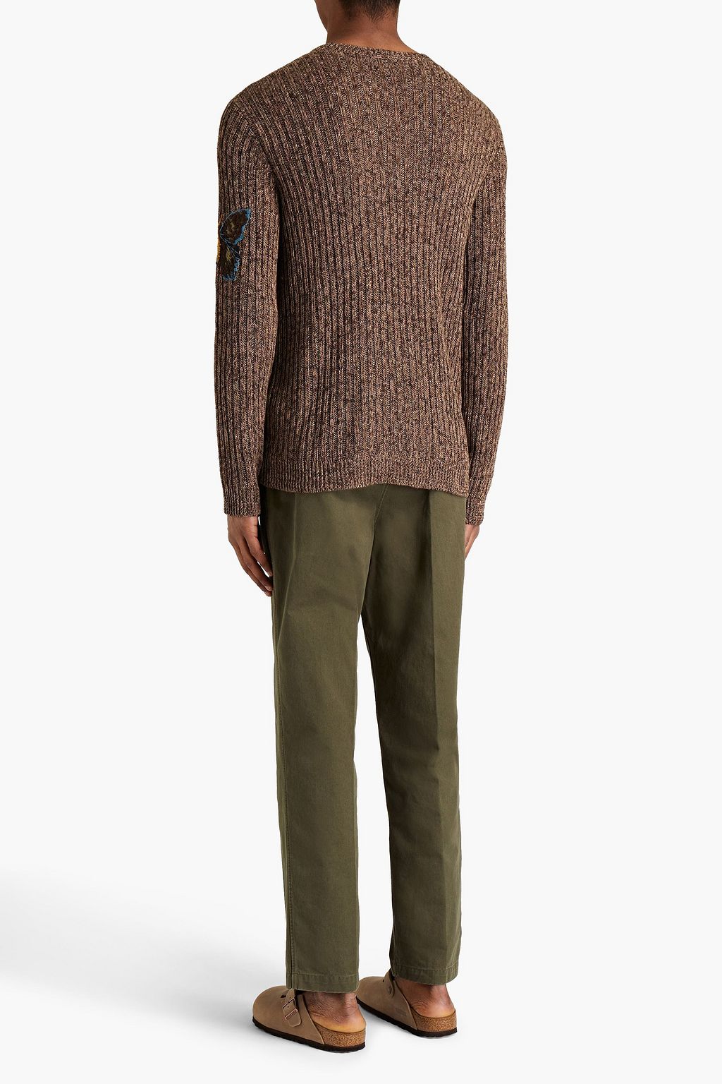 VALENTINO GARAVANI Embroidered marled ribbed linen sweater