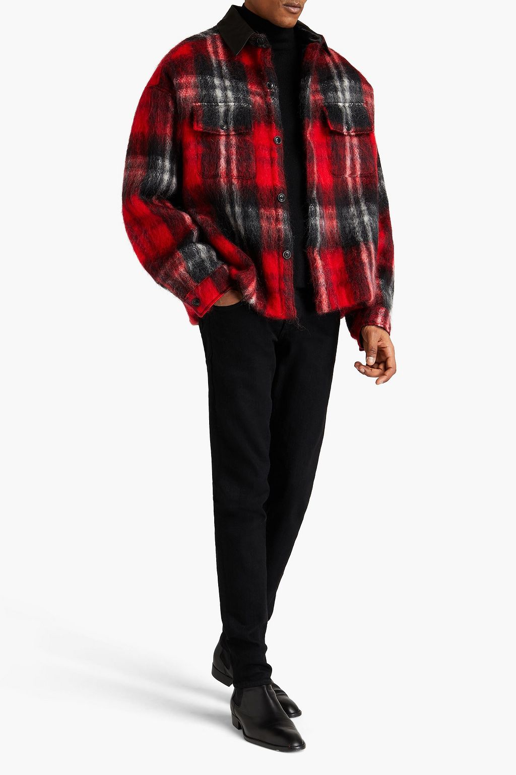 red checked overshirt
