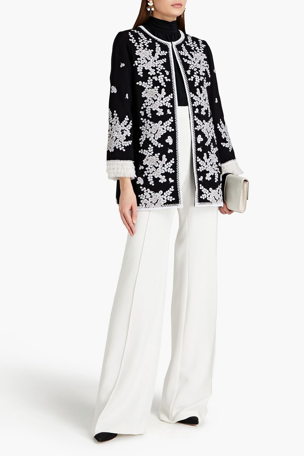 ANDREW GN Embroidered crepe jacket