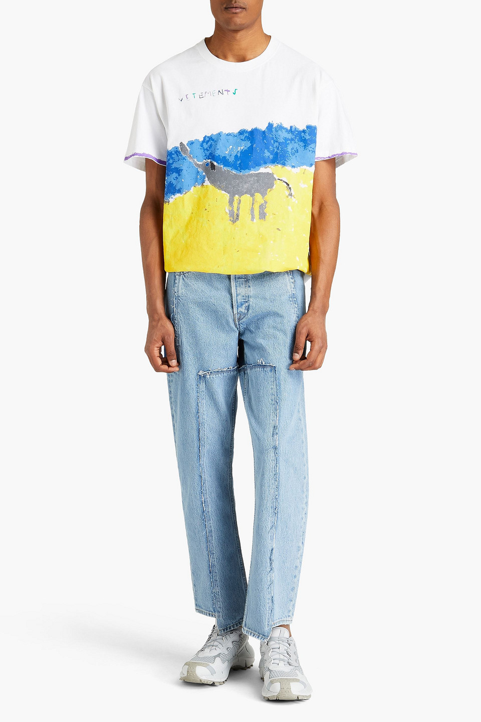 Vetements X Levi's Man Frayed Patchwork Denim Jeans